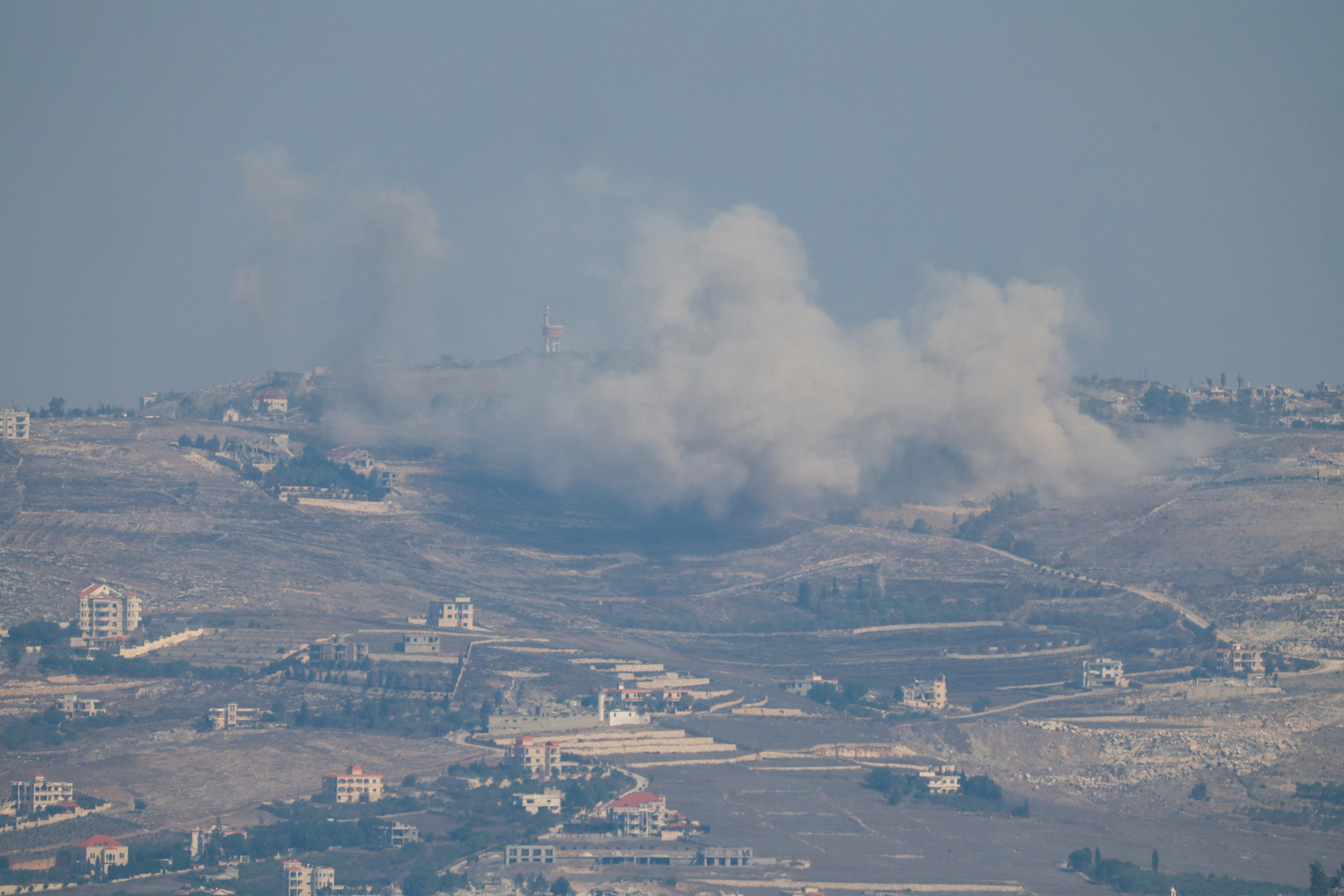 Smoke billows in Lebanon near the border with Israel