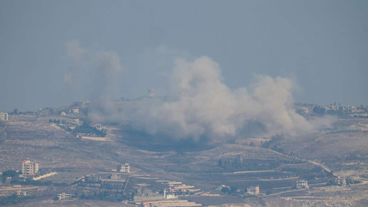 Smoke billows in Lebanon near the border with Israel