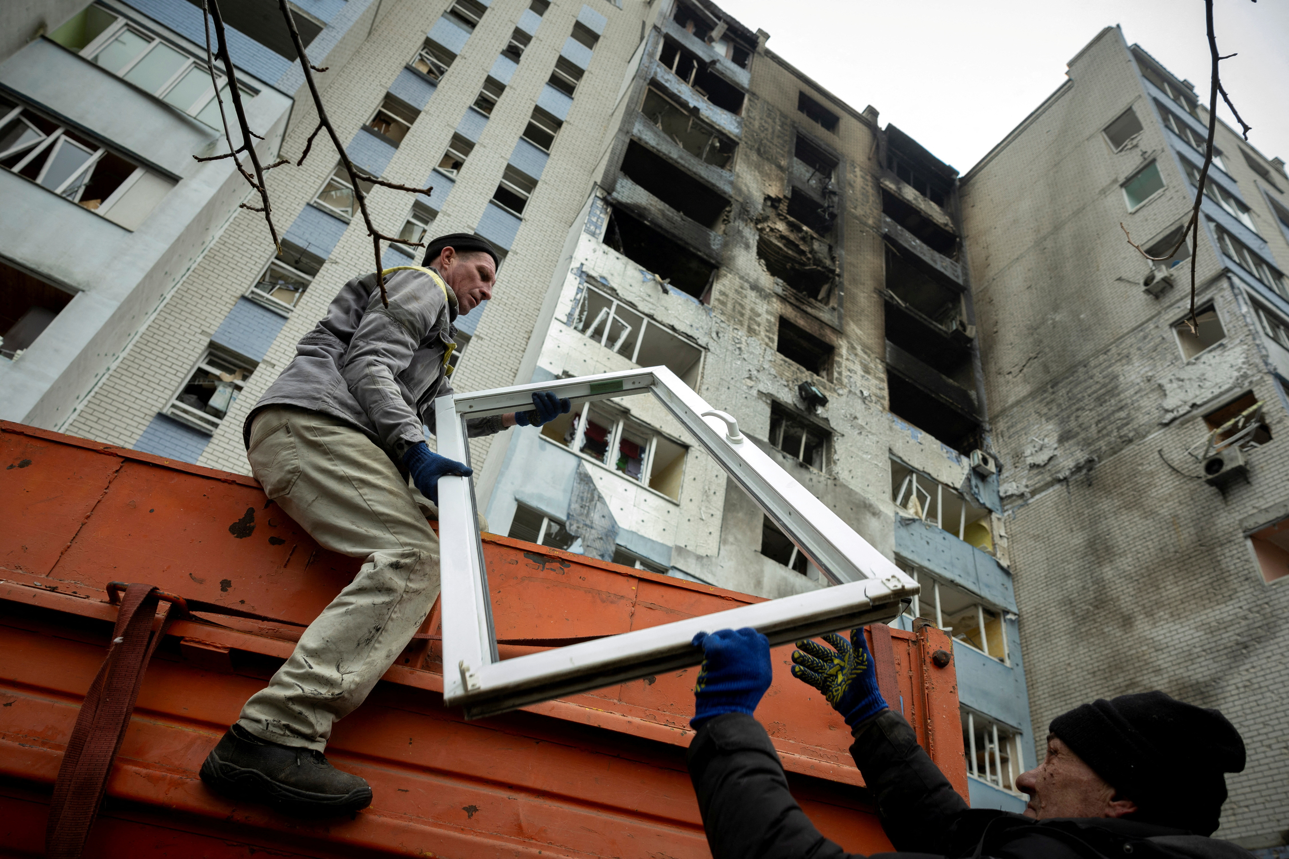 Aftermath of a Russian drone attack in Kyiv region