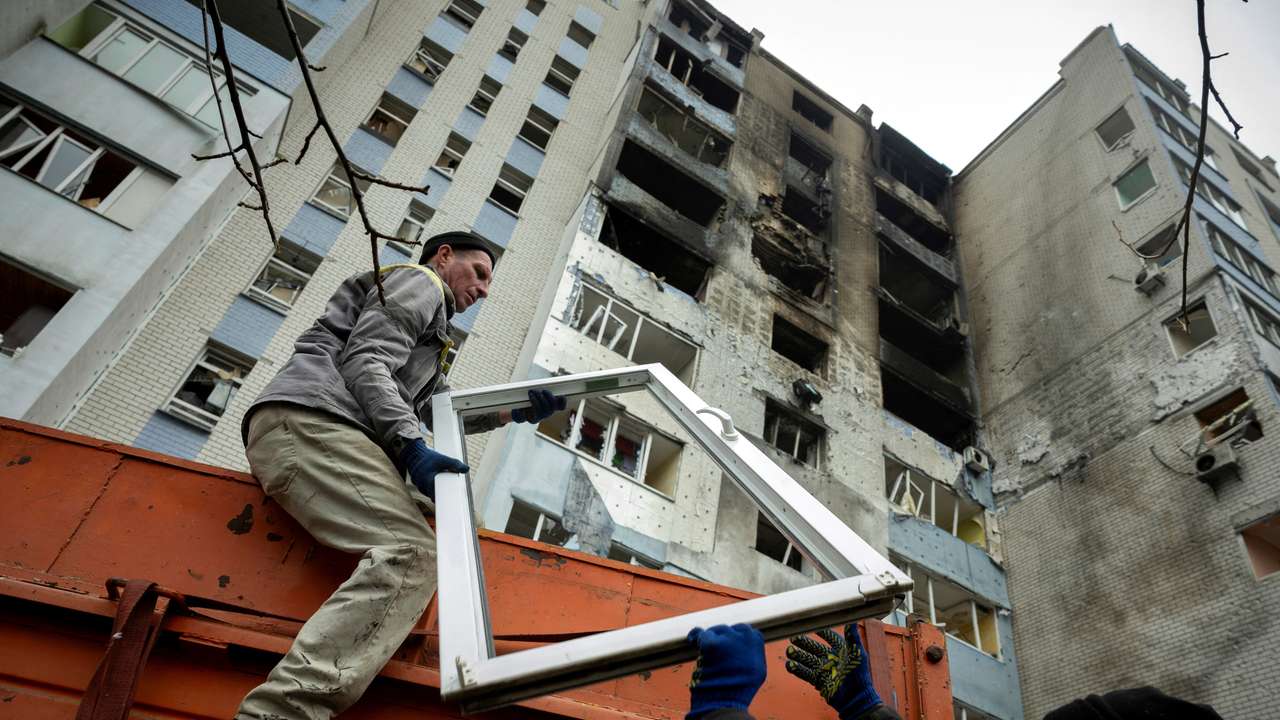Aftermath of a Russian drone attack in Kyiv region