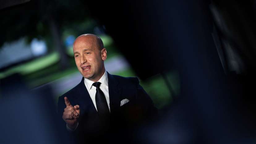Stephen Miller speaks at the White House in Washington