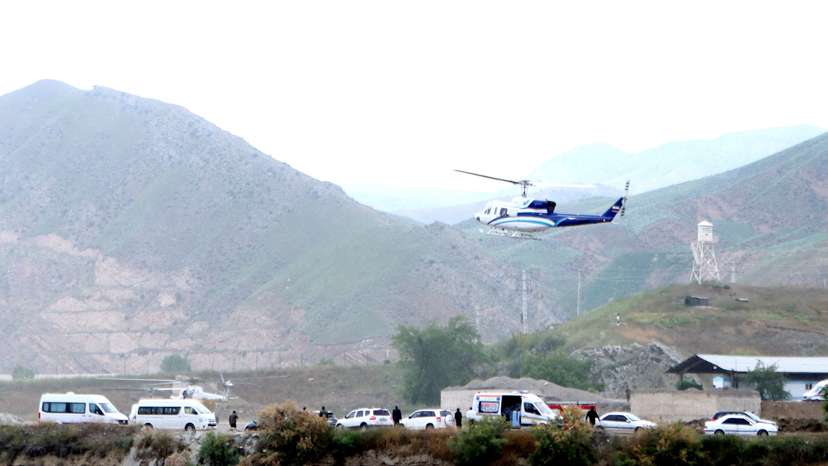 The helicopter carrying Iran's President Ebrahim Raisi takes off, before it crashed, in border of Iran and Azerbaijan