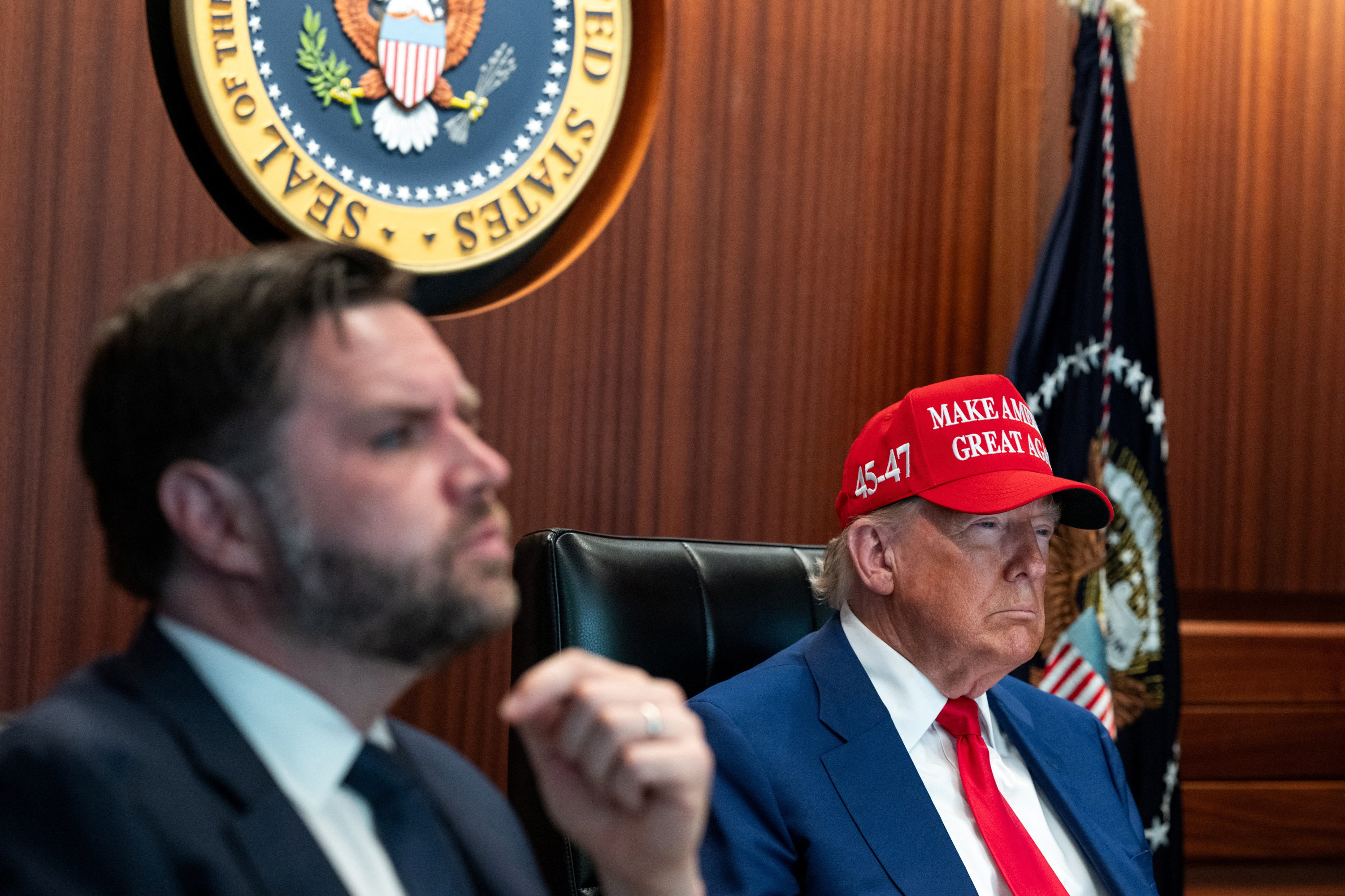 U.S. President Donald Trump holds a meeting in the Situation Room at the White House in Washington