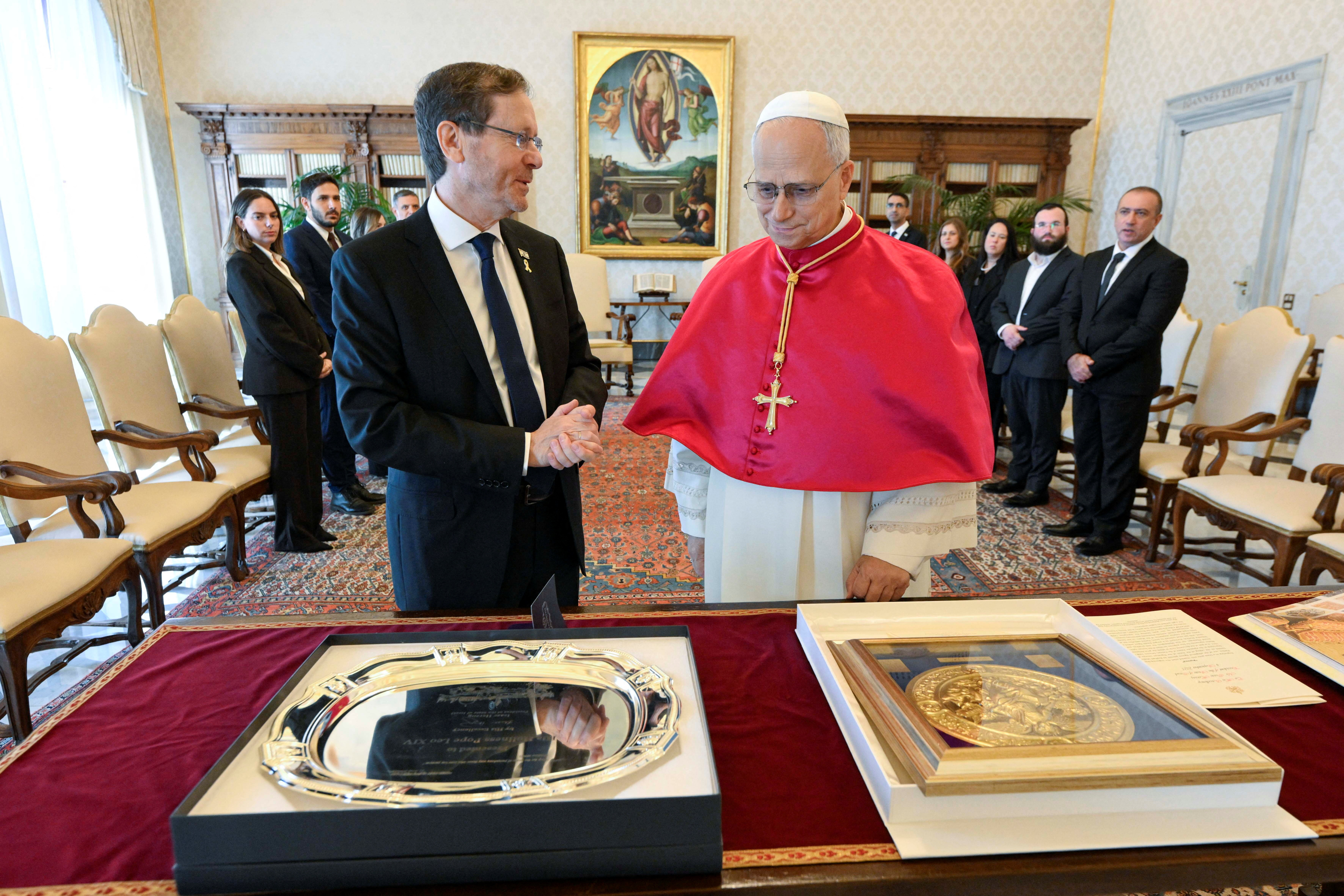 Pope Leo XIV meets Israeli President Isaac Herzog at the Vatican
