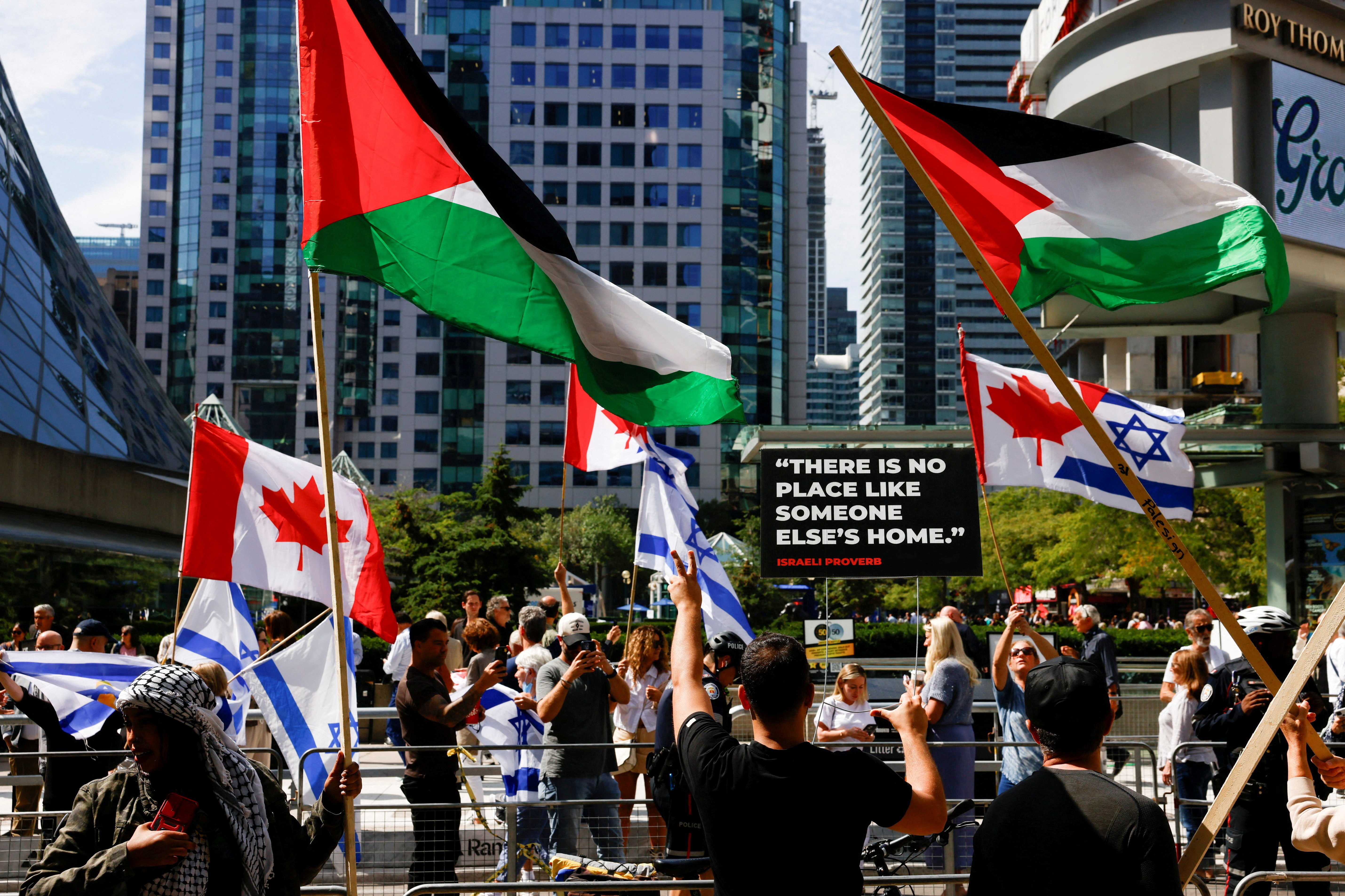 Protest outside a screening at the 2025 Toronto International Film Festival (TIFF)