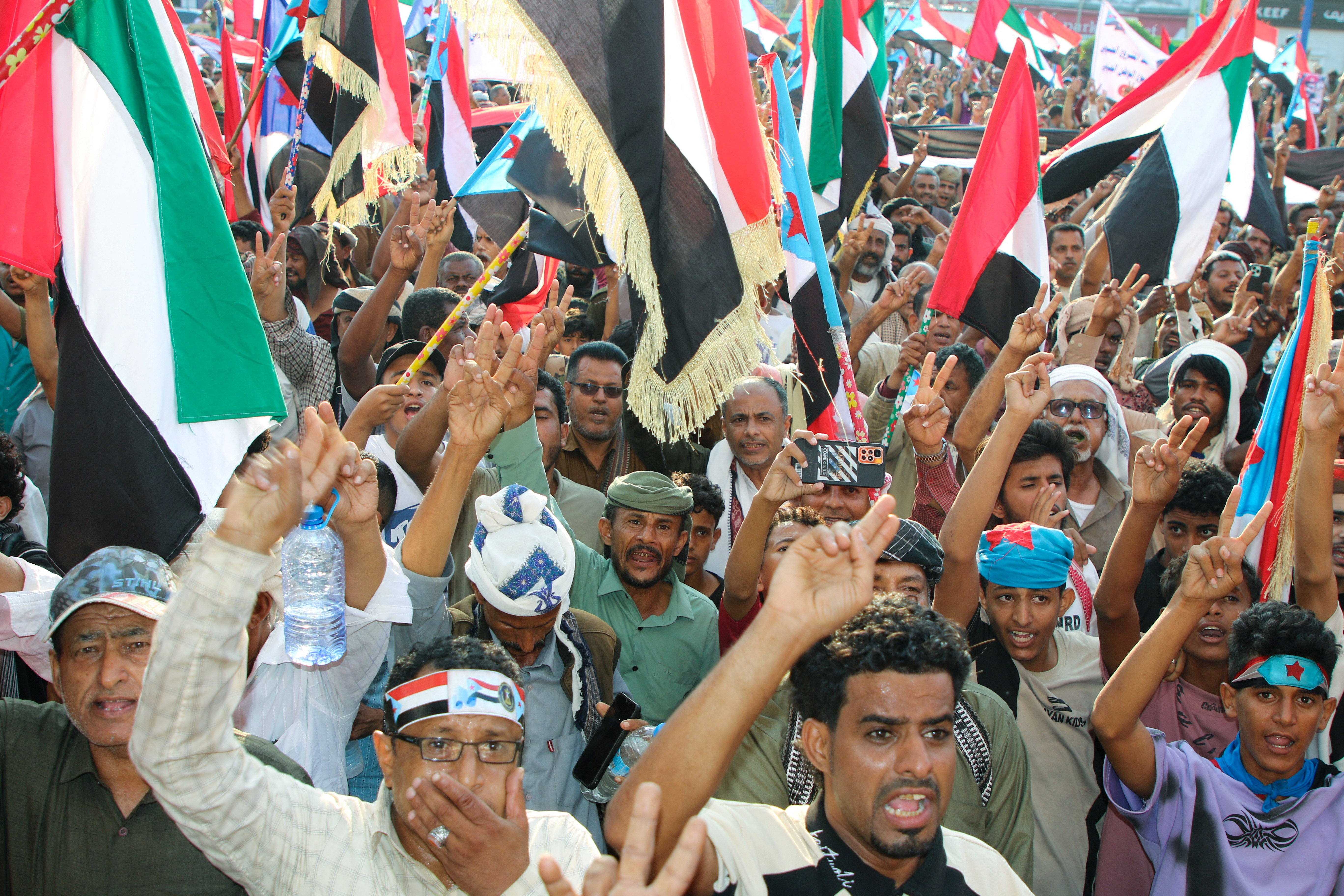 Supporters of the UAE-backed separatists rally in Aden