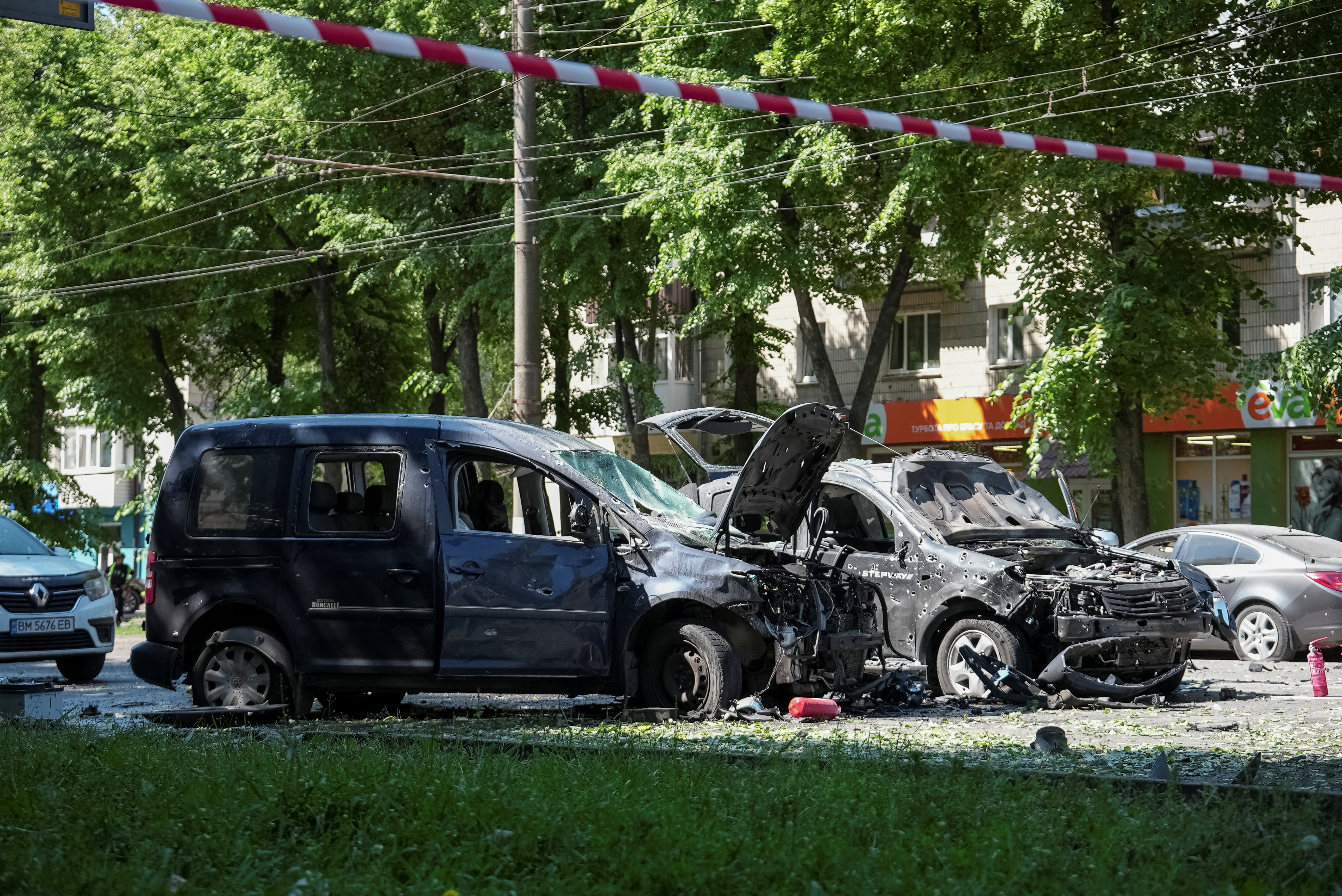 Aftermath of a Russian military attack in Sumy