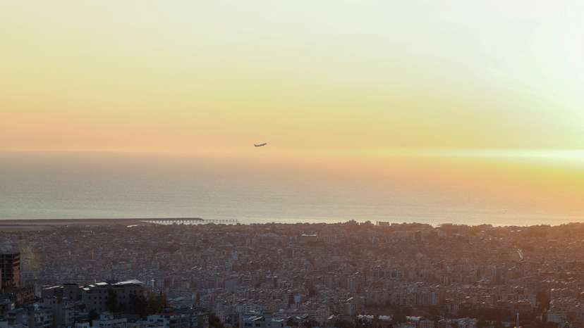 FILE PHOTO: An airplane takes off from Beirut airport as pictured from Baabda