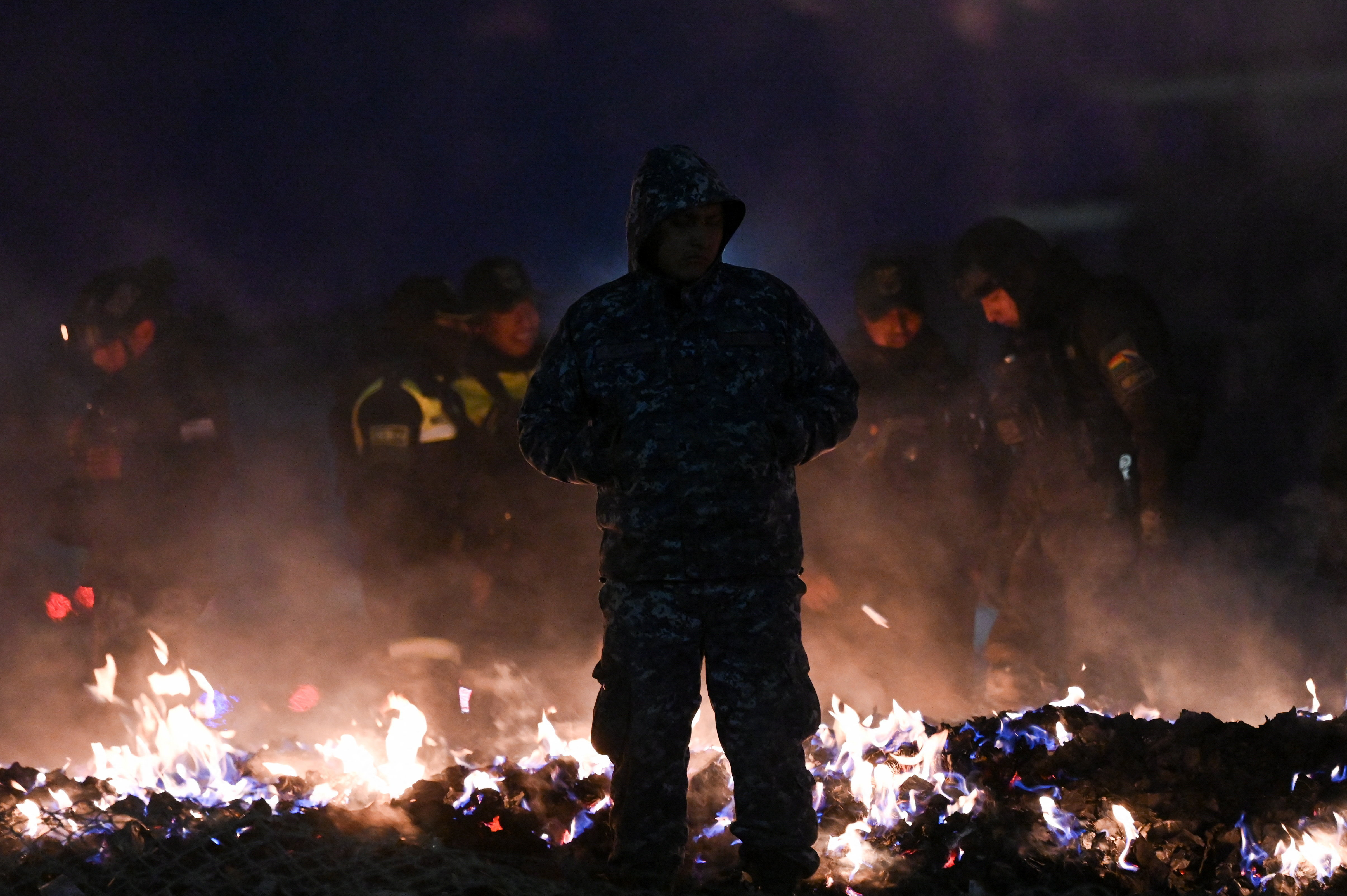 Aftermath of Bolivian military plane crash in El Alto