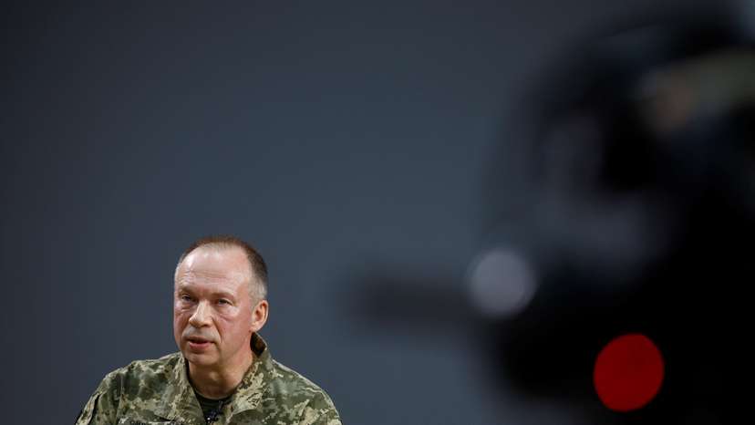 Commander of the Ukrainian Ground Forces Syrskyi attends an interview with Reuters in Kharkiv region