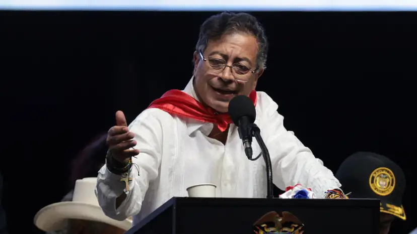 Colombian President Petro speaks during the "Dignity and Democracy" event in Ibague