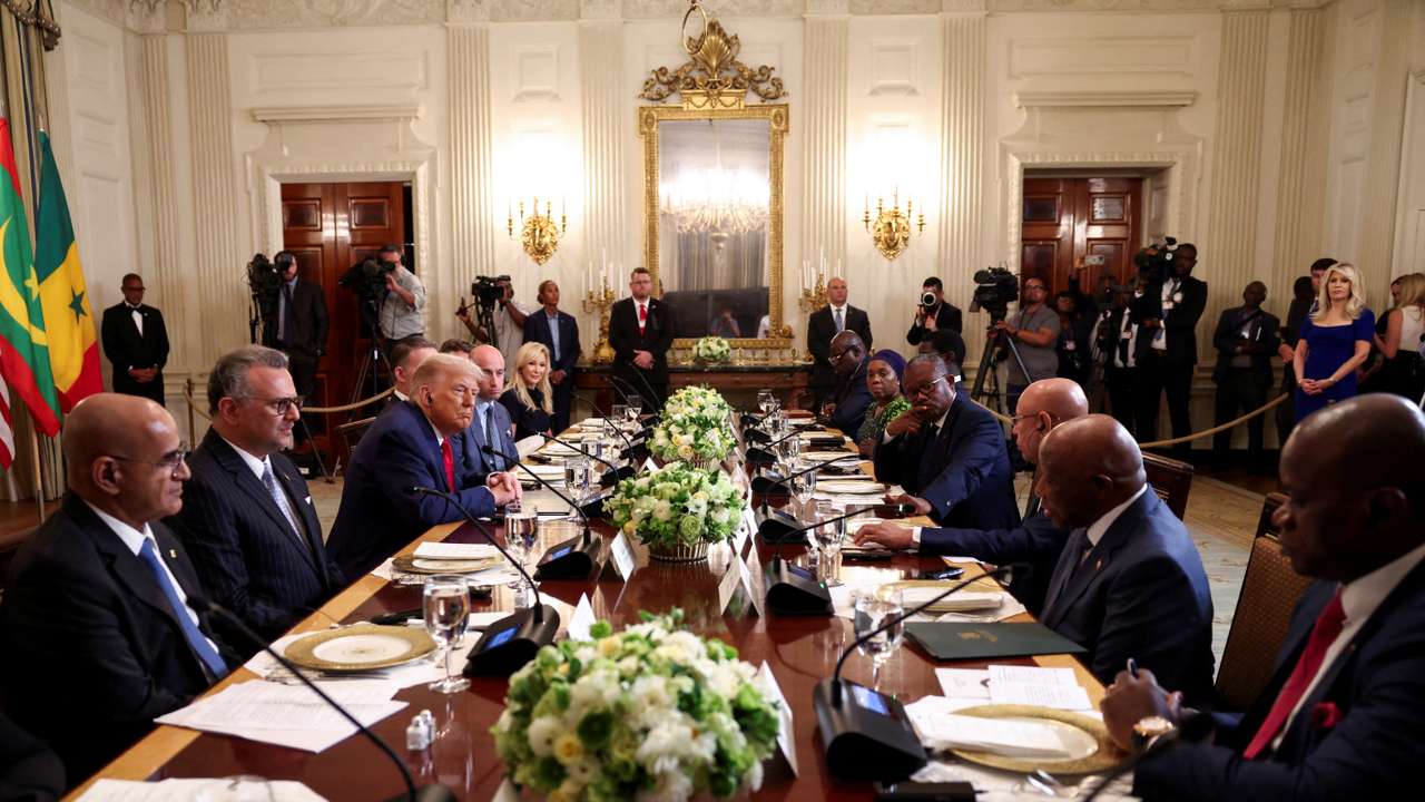 FILE PHOTO: U.S. President Donald Trump meets with leaders of Gabon, Guinea-Bissau, Liberia, Mauritania, and Senegal at the White House in Washington
