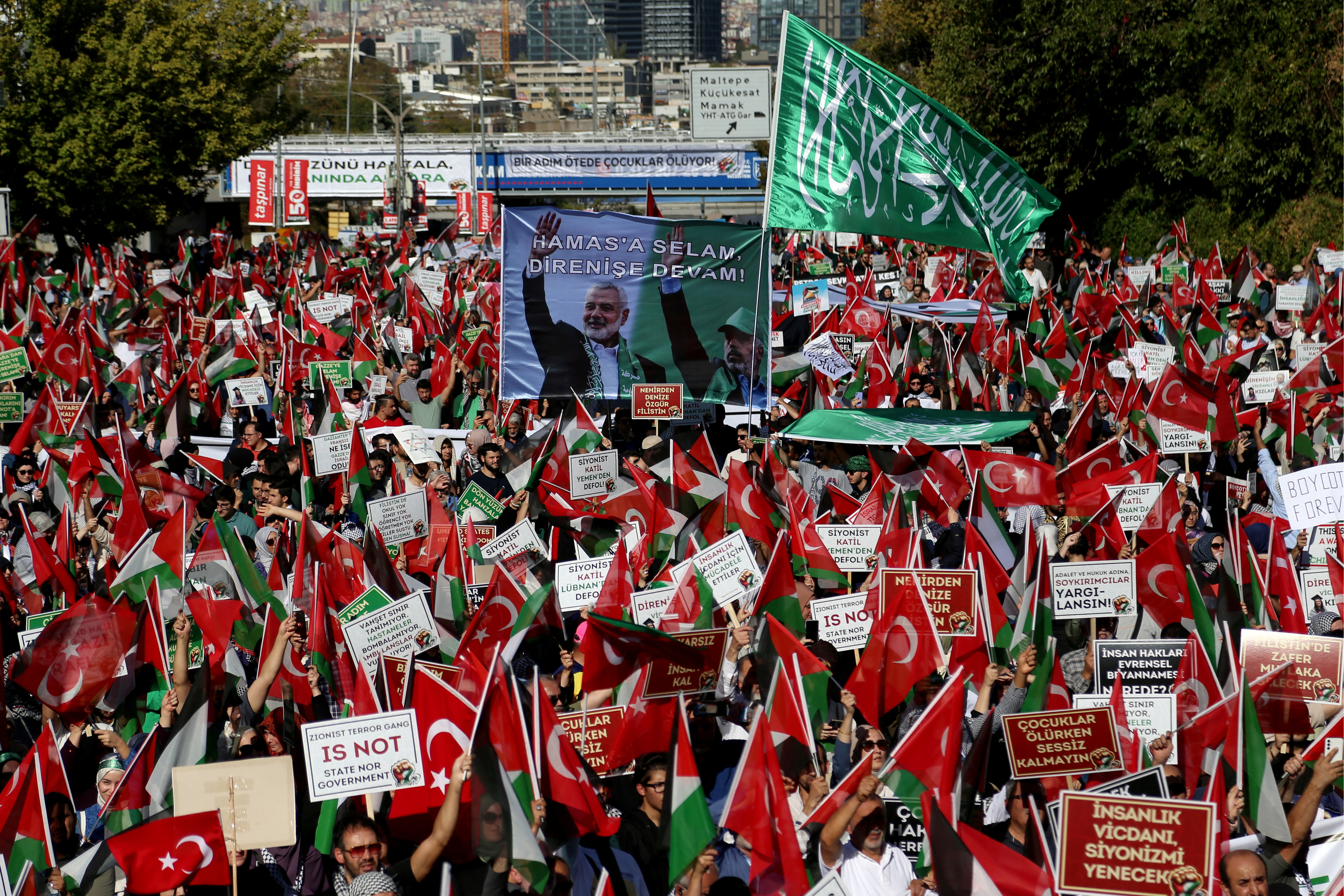 People demonstrate in support of Palestinians in Gaza, in Ankara