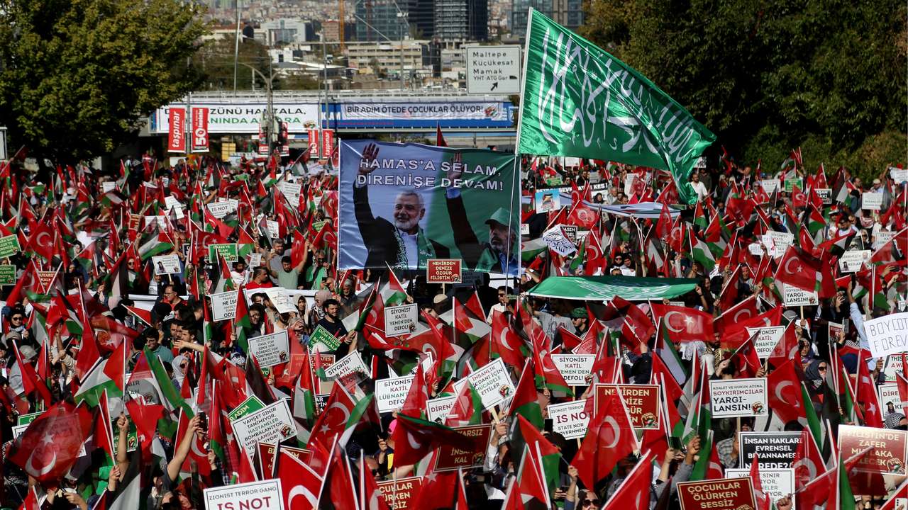 People demonstrate in support of Palestinians in Gaza, in Ankara