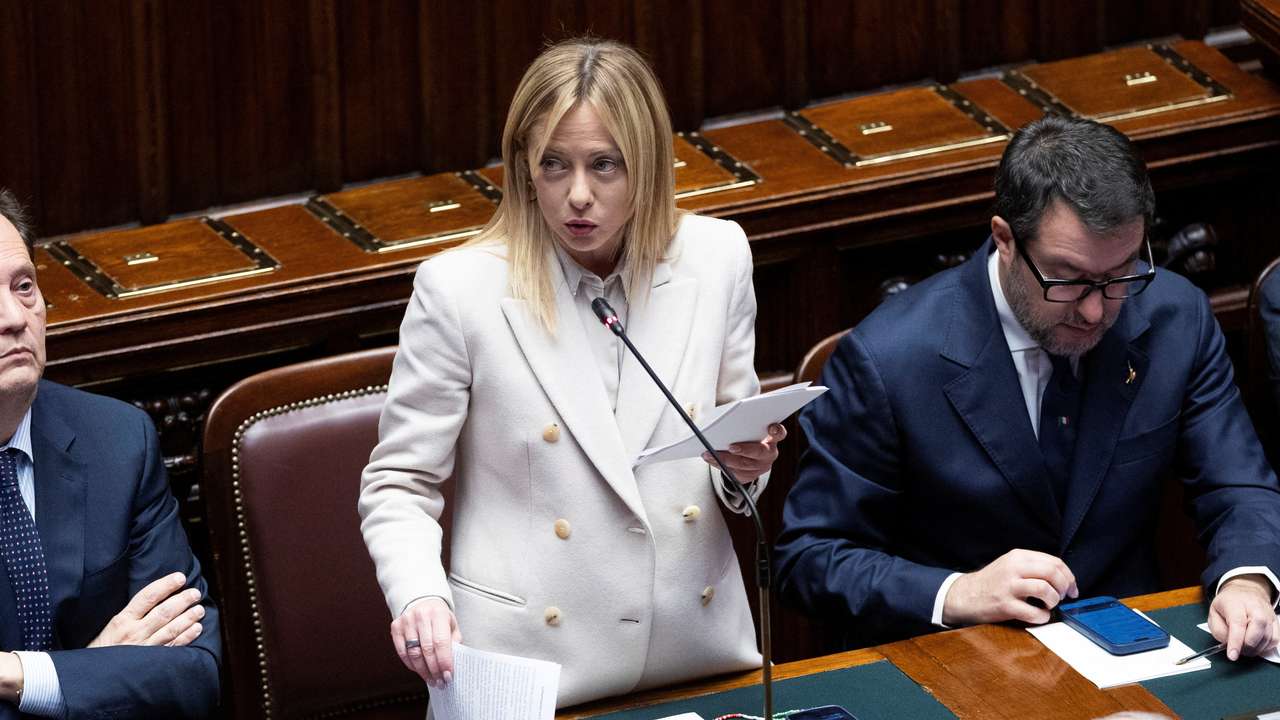 Italy's PM Meloni addresses the lower house of the Parliament in Rome, ahead of a European Council in Brussels