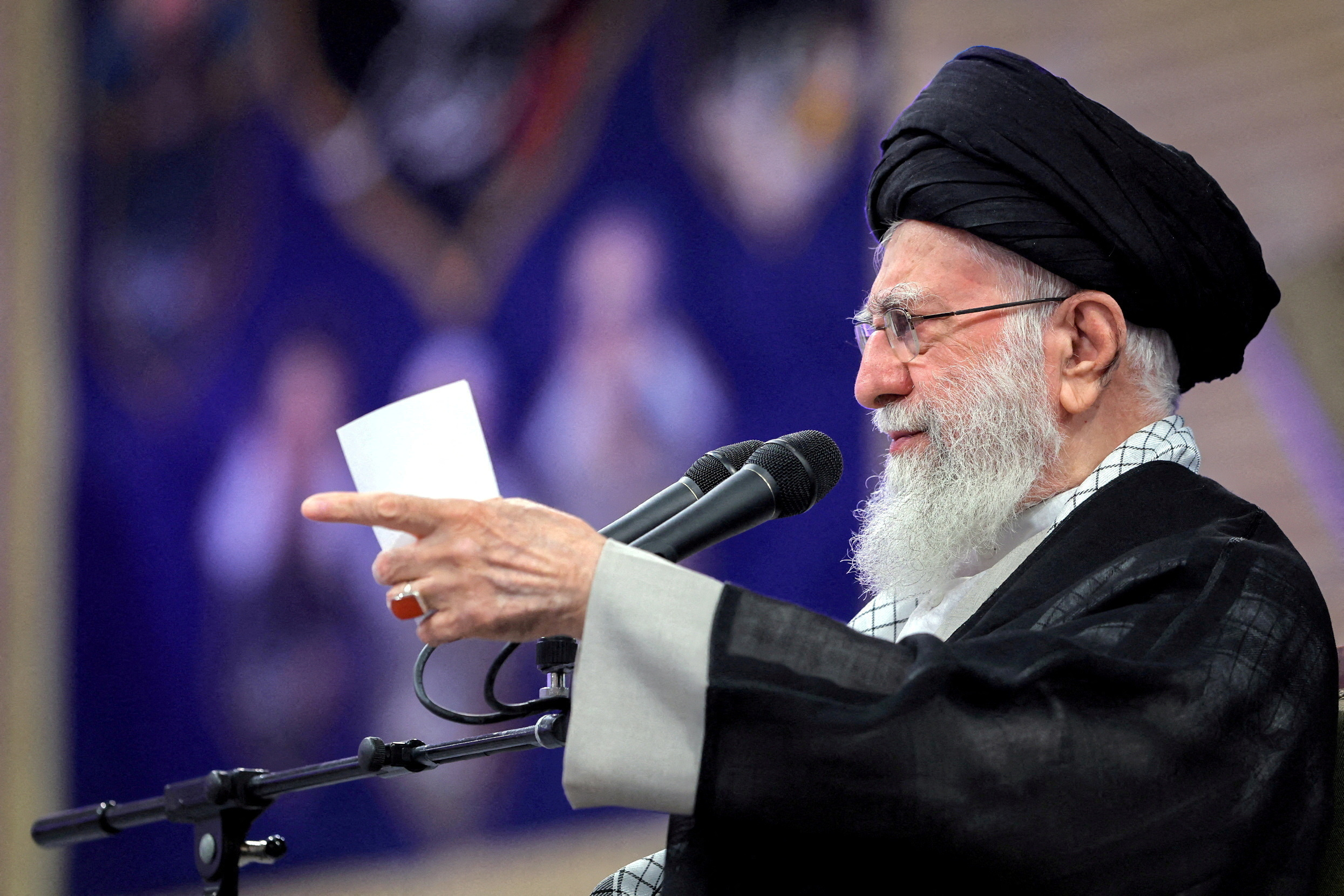 FILE PHOTO: Iran's Supreme Leader Ayatollah Ali Khamenei speaks during a meeting in Tehran