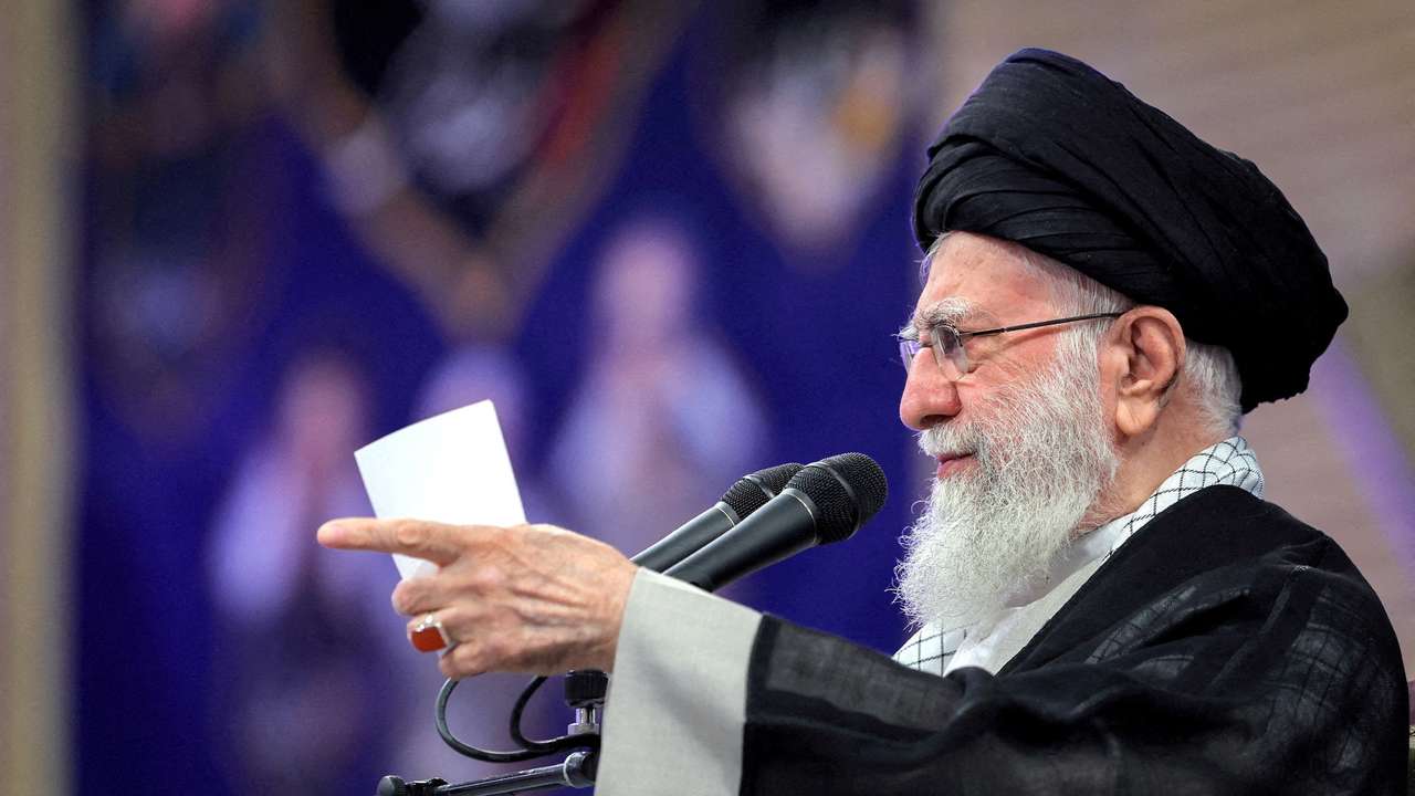 FILE PHOTO: Iran's Supreme Leader Ayatollah Ali Khamenei speaks during a meeting in Tehran