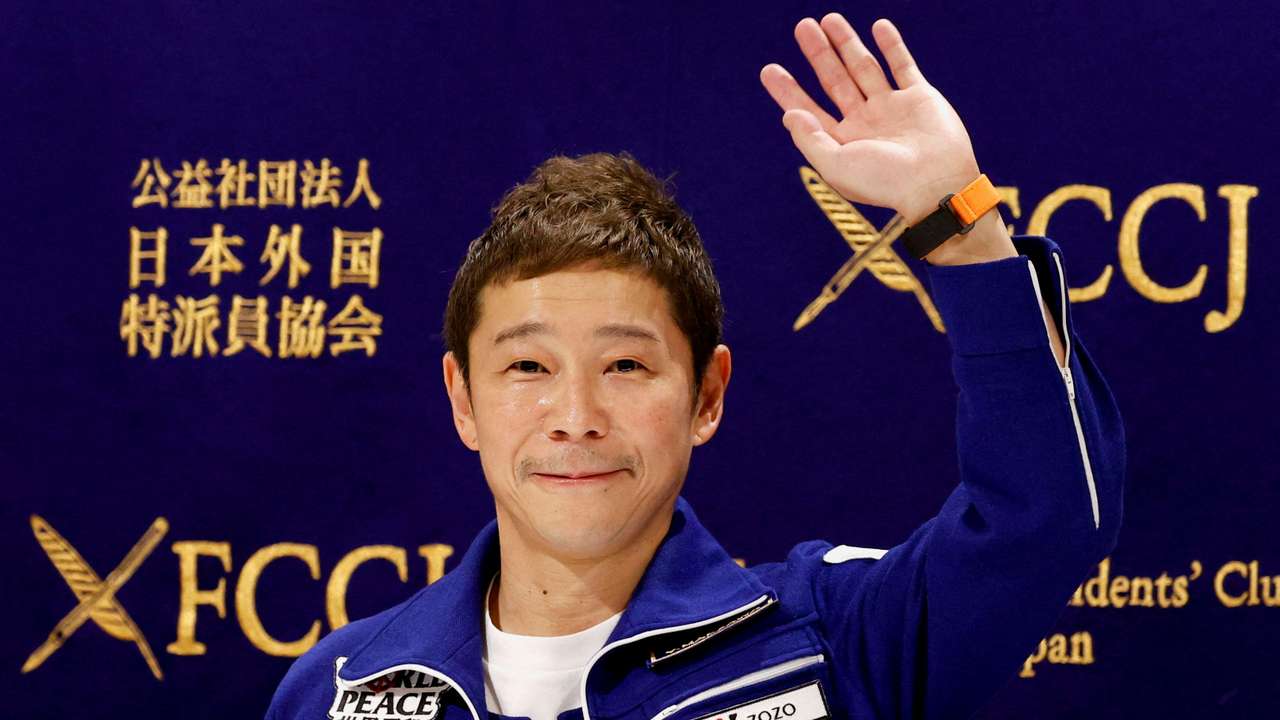 FILE PHOTO: Japanese billionaire Yusaku Maezawa attends a news conference after returning to Japan after a journey into space, in Tokyo