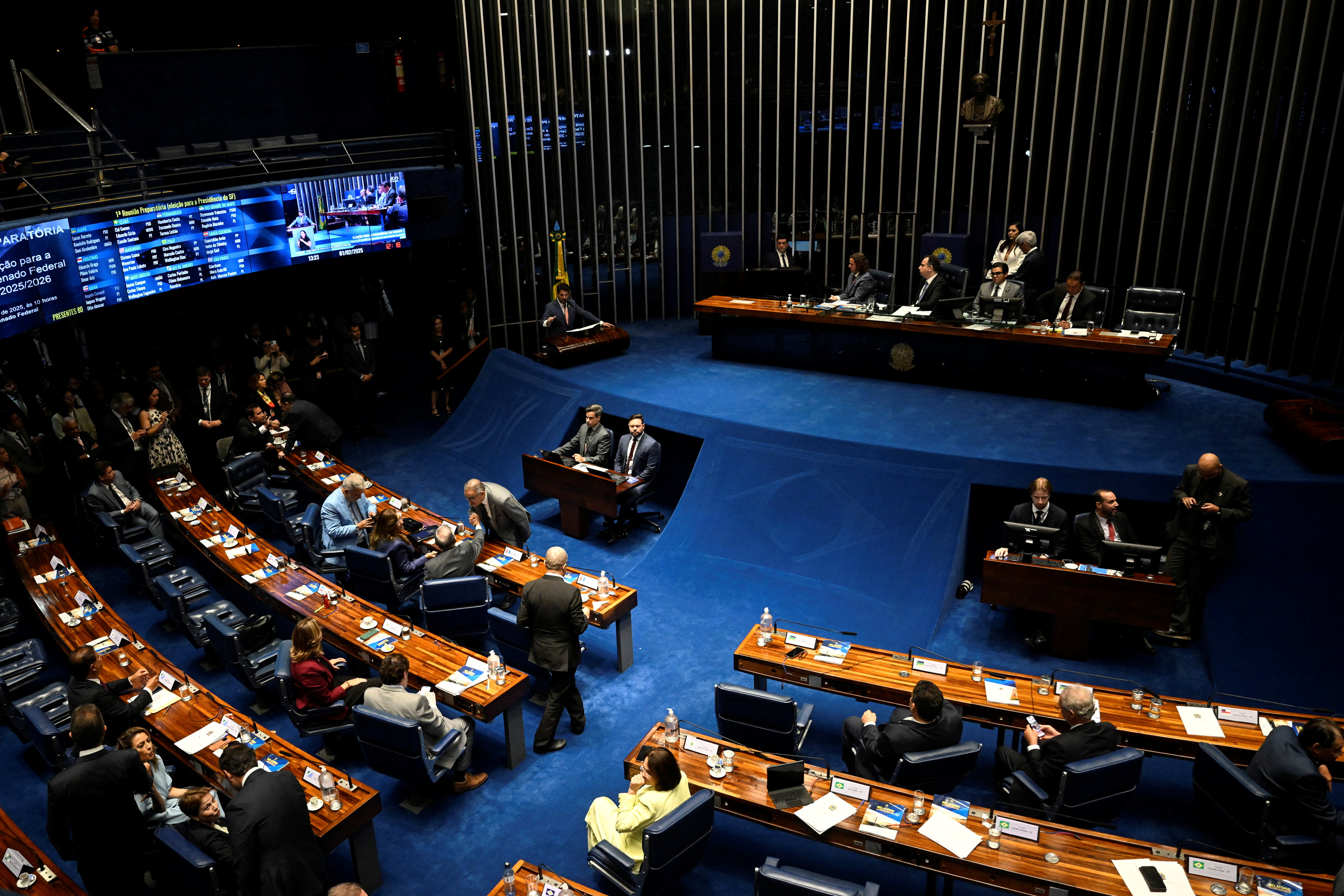 General view of Brazil's Federal Senate during a session to vote for the president of the Brazilian Senate, in Brasilia