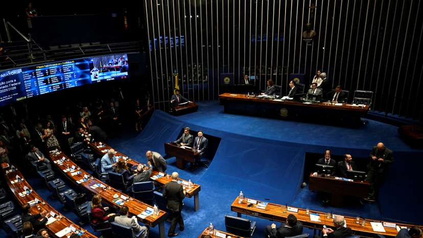 General view of Brazil's Federal Senate during a session to vote for the president of the Brazilian Senate, in Brasilia