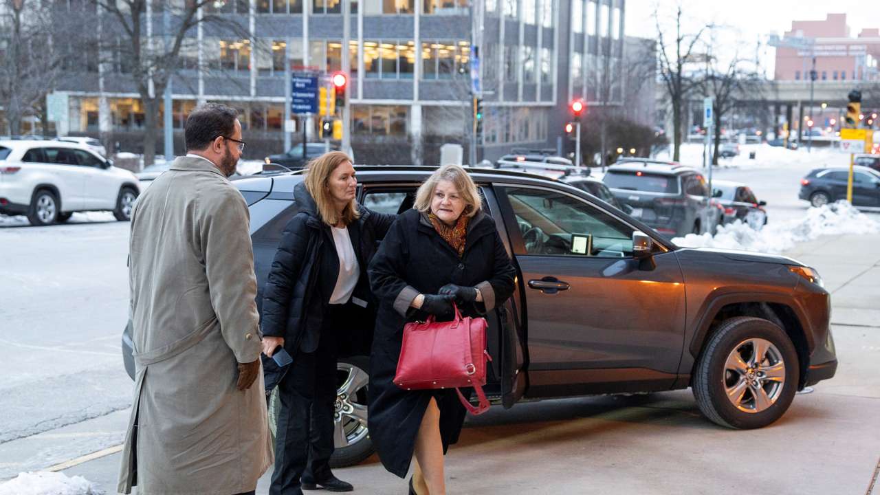 Wisconsin-based Judge Hannah Dugan arrives for the first day of trial