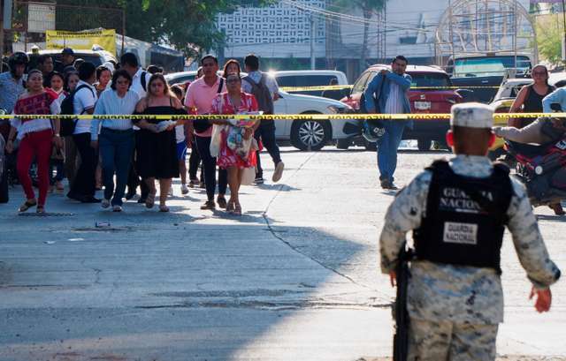 Crime scene where a senior judge was gunned down, in Acapulco