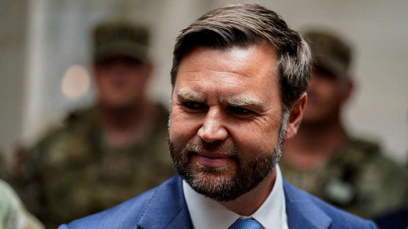 U.S. Vice President JD Vance greets National Guard members at Union Station