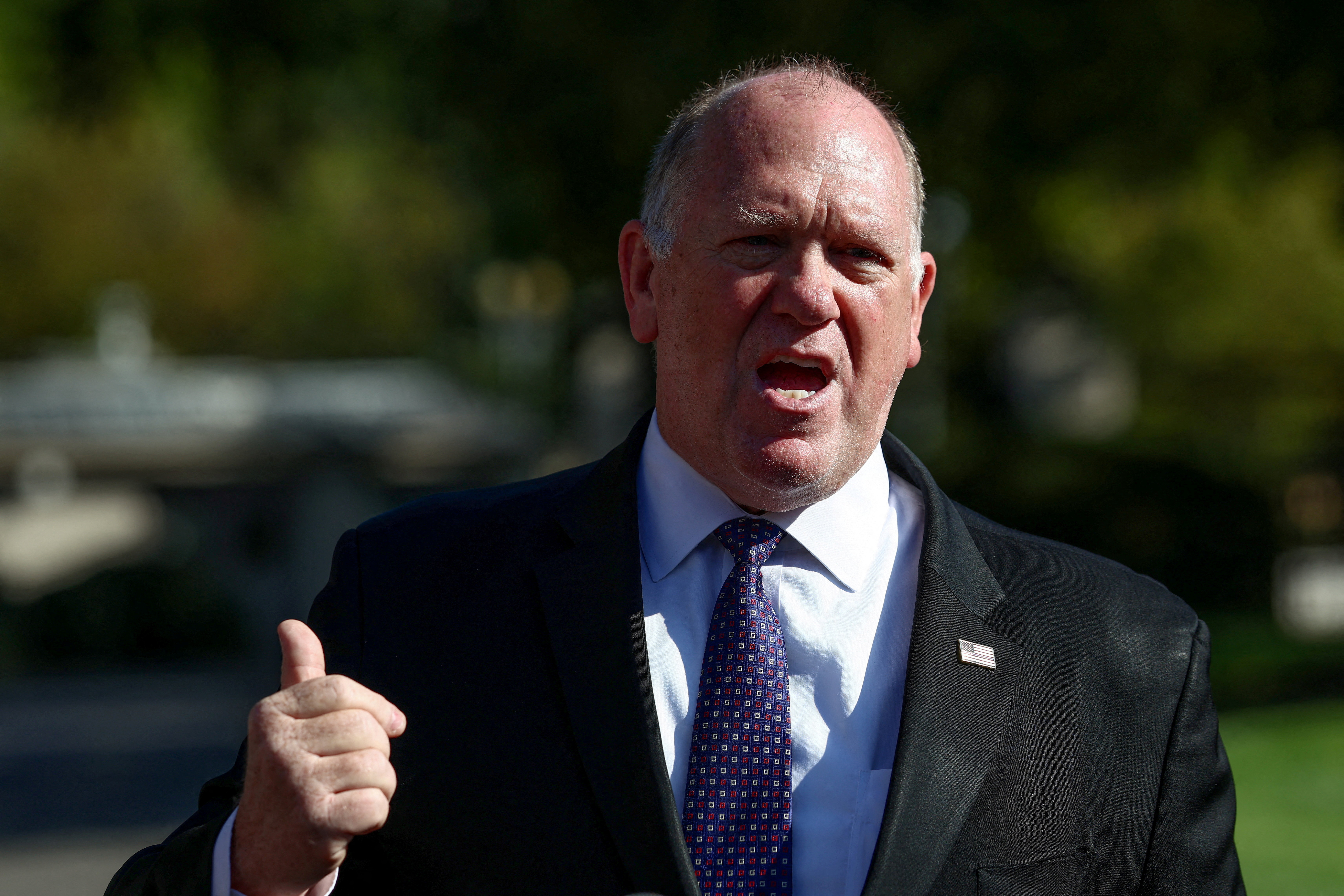 FILE PHOTO: Border czar Tom Homan speaks to the media at the White House