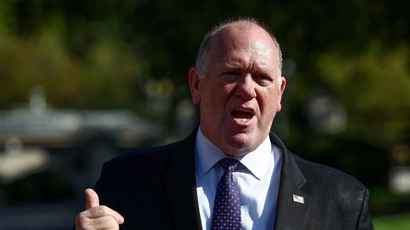 FILE PHOTO: Border czar Tom Homan speaks to the media at the White House