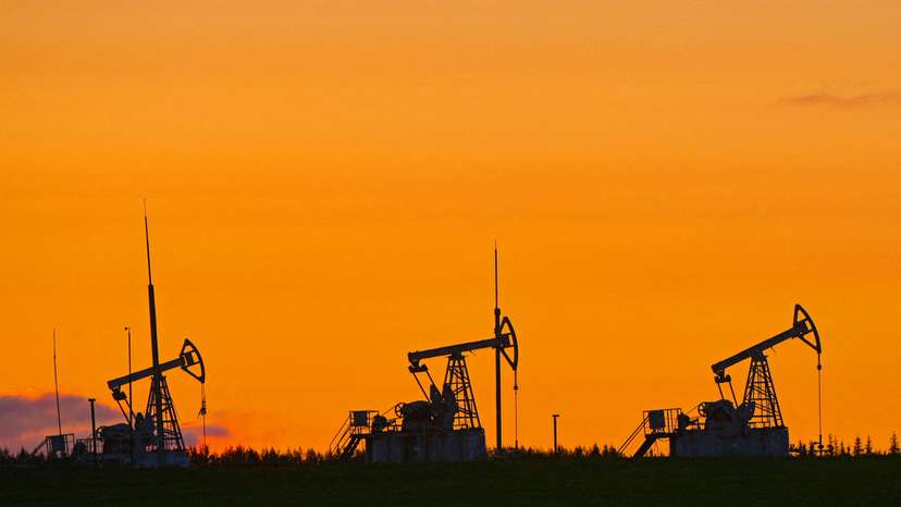 FILE PHOTO: A view shows oil pump jacks outside Almetyevsk