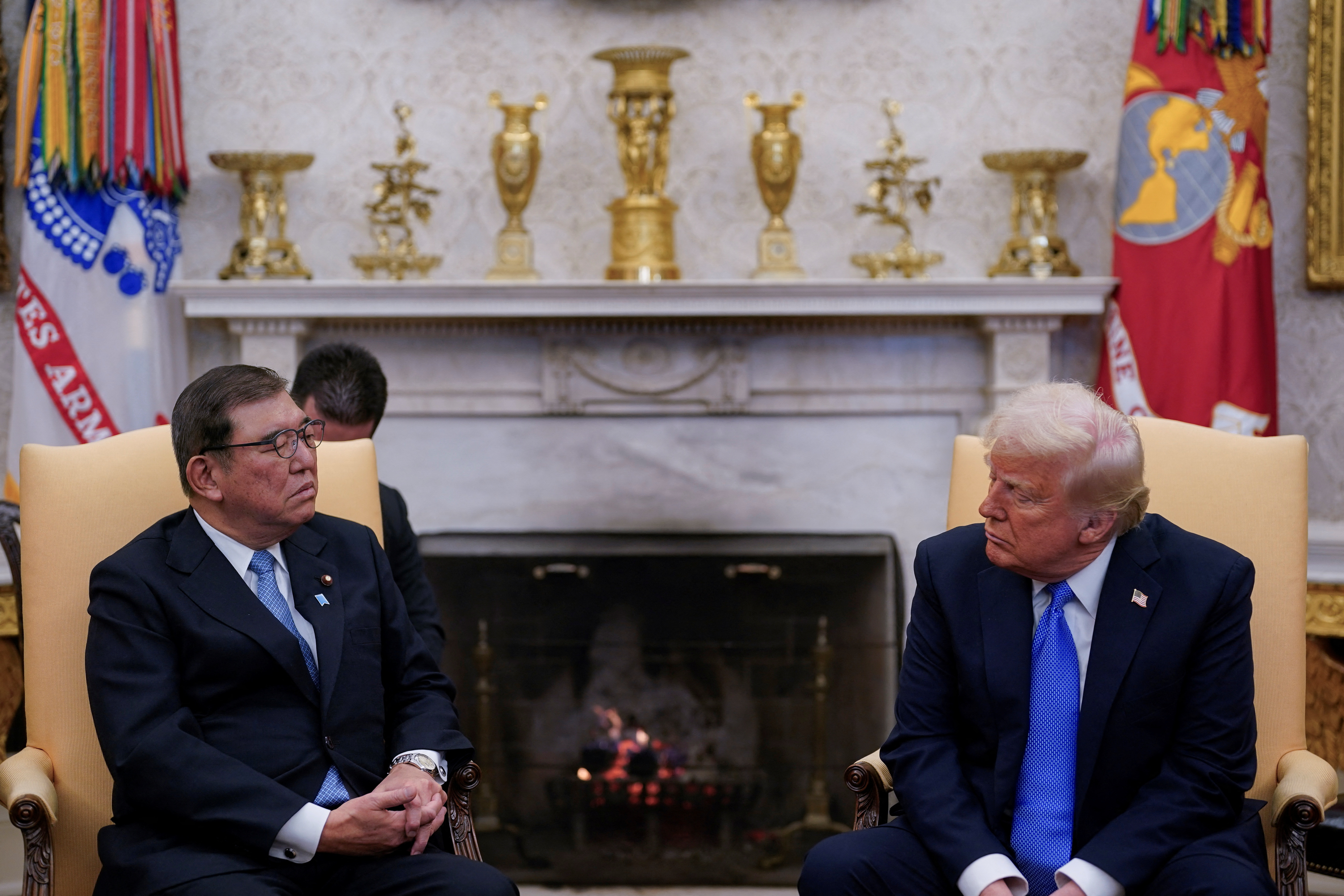 U.S. President Donald Trump meets with Japan's Prime Minister Shigeru Ishiba at the White House