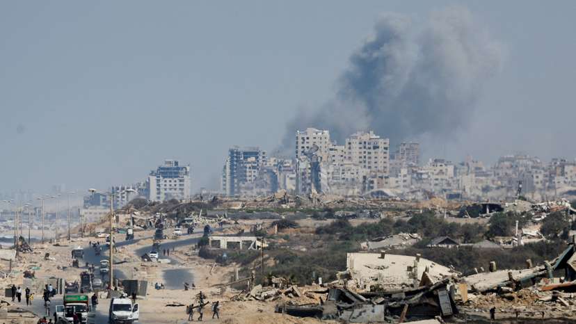 Smoke rises during an Israeli military operation in Gaza City