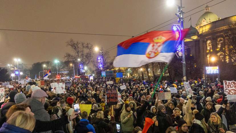 Anti-government protest over fatal railway station roof collapse, in Belgrade