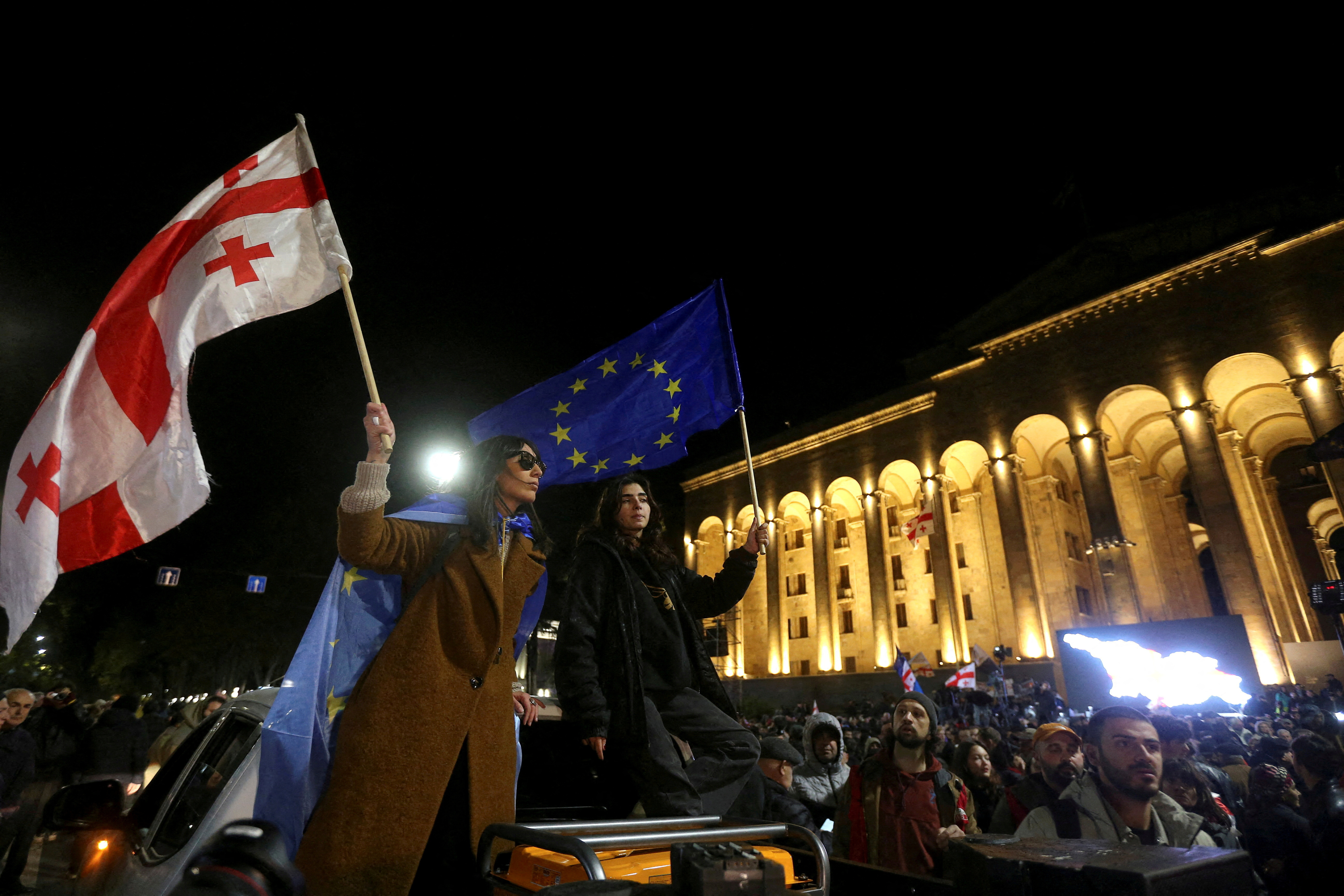 FILE PHOTO: Georgia's opposition groups protest against election result