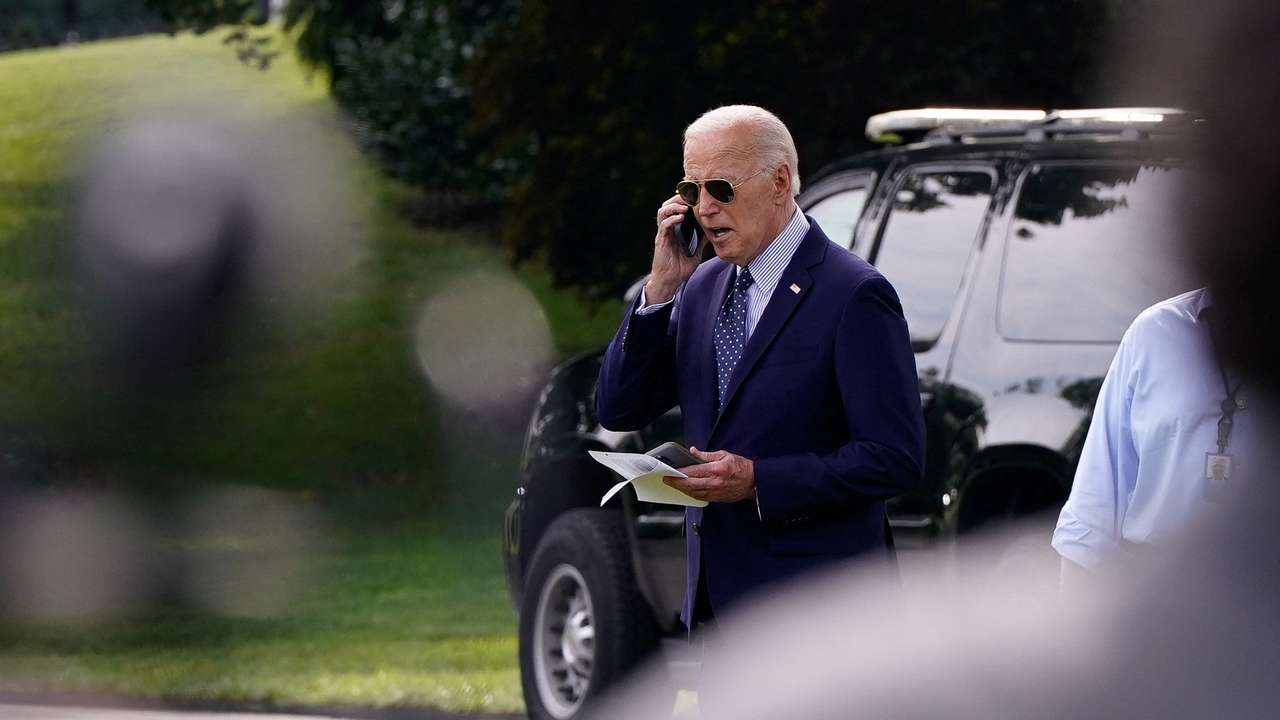 U.S. President Joe Biden departs the White House in Washington