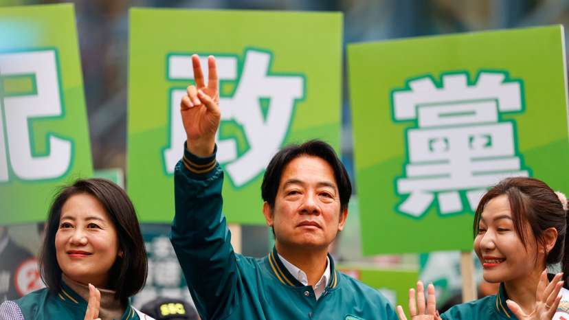 Lai Ching-te, Taiwan's vice president and the ruling Democratic Progressive Party's (DPP) presidential candidate attends an election campaign event in Taipei City