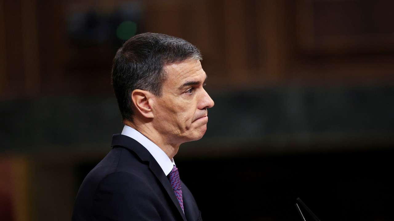 Spain's Prime Minister Sanchez attends a meeting on alleged corruption probe, at the Parliament in Madrid