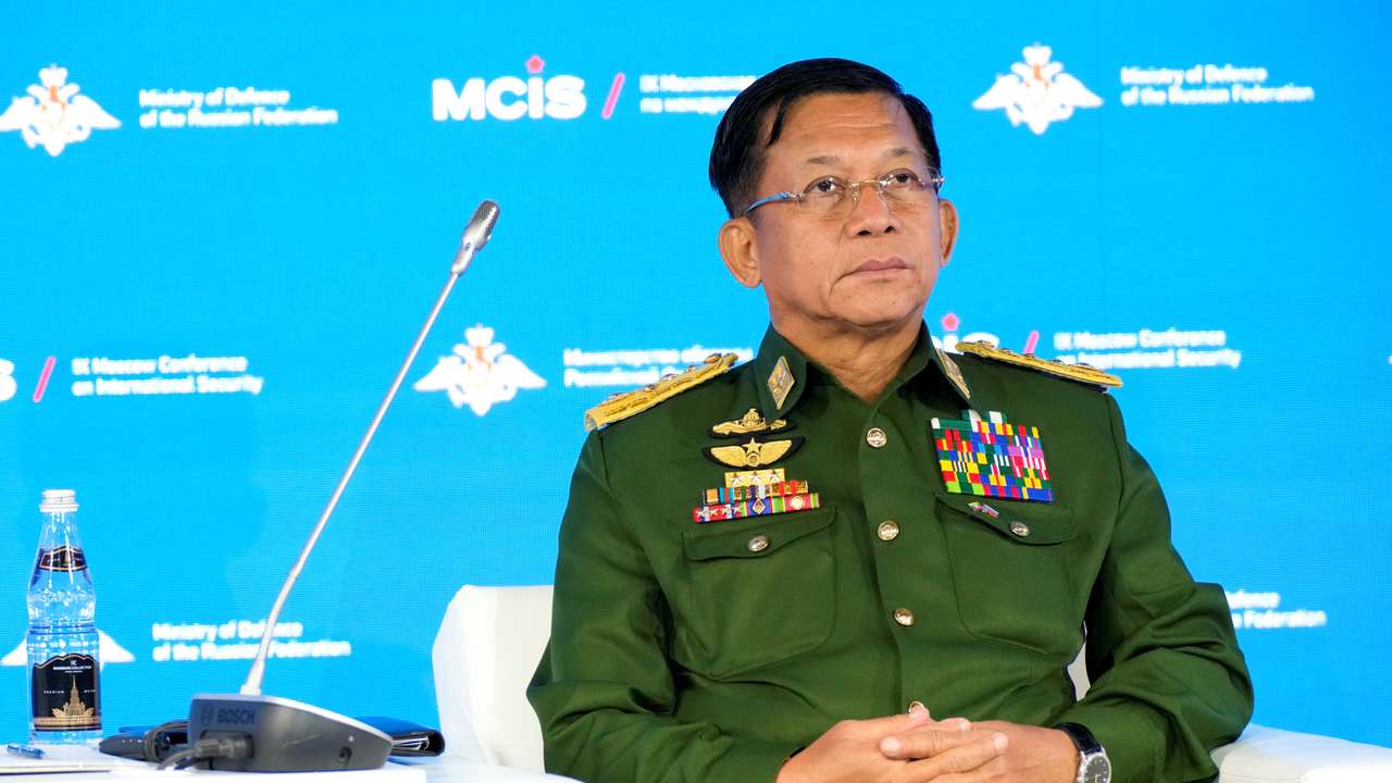 Commander-in-Chief of Myanmar's armed forces, Senior General Min Aung Hlaing attends the IX Moscow conference on international security in Moscow