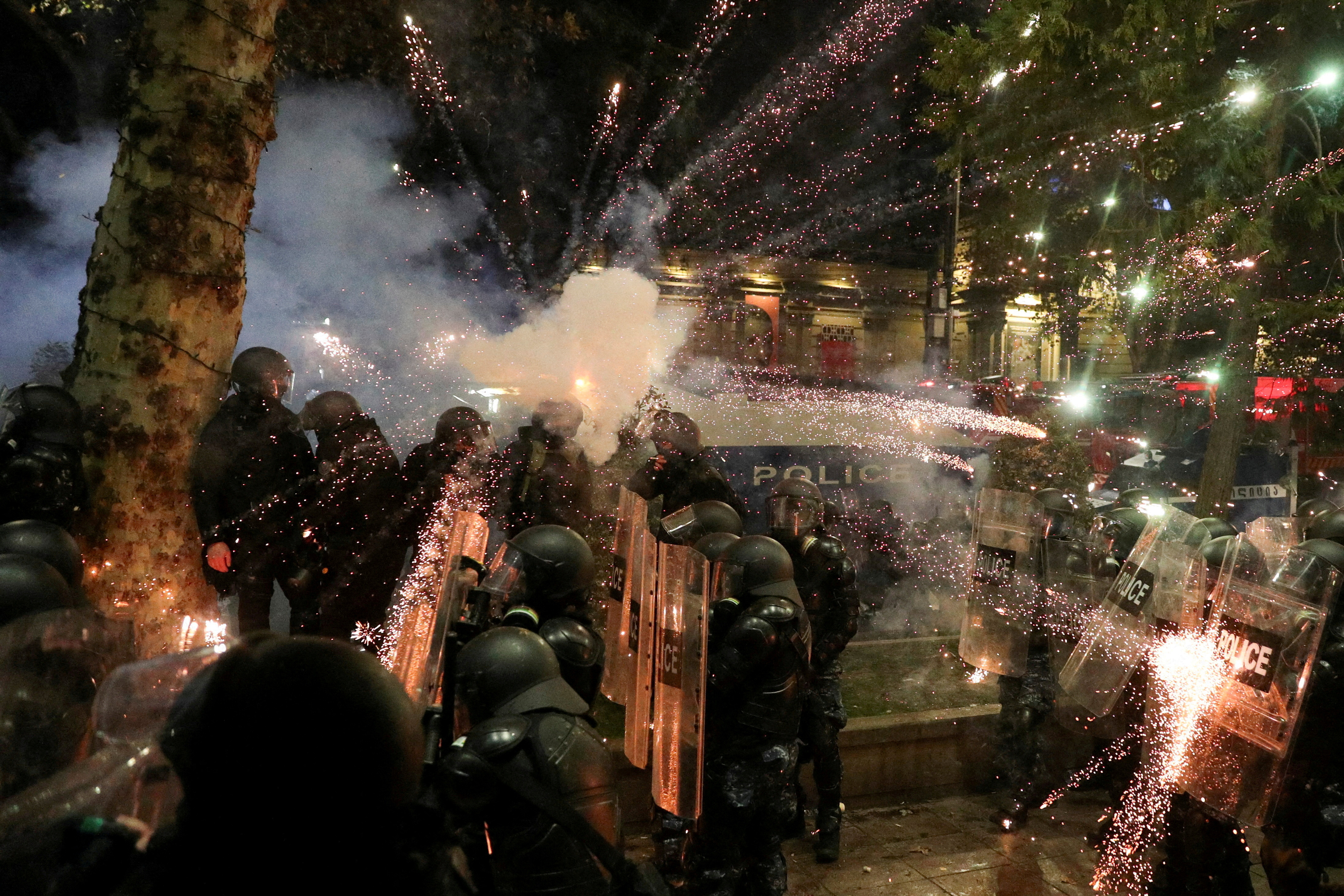 FILE PHOTO: Georgian opposition supporters protest against government's EU application delay