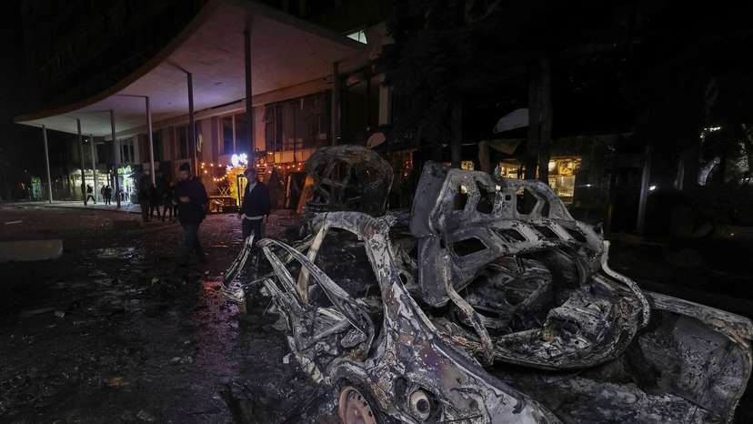 Aftermath of a Russian drone attack in Kharkiv