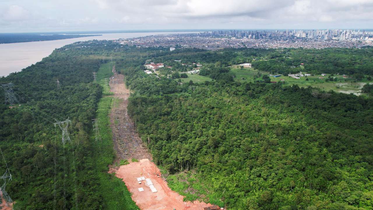 Avenida Liberdade road construction ahead of COP30 summit, in Belem