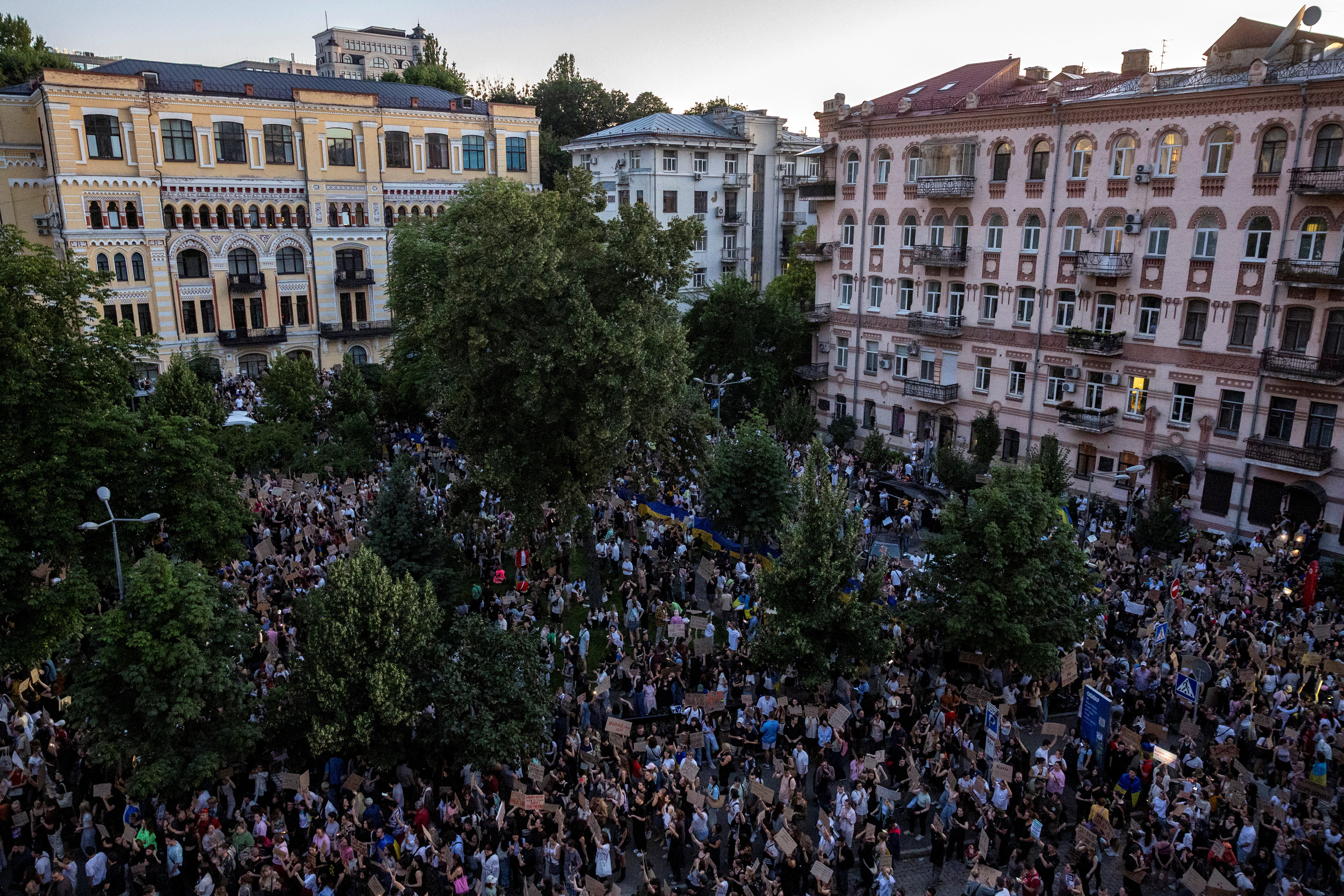 FILE PHOTO: Ukrainians protest against law curbing independence of anti-corruption bodies