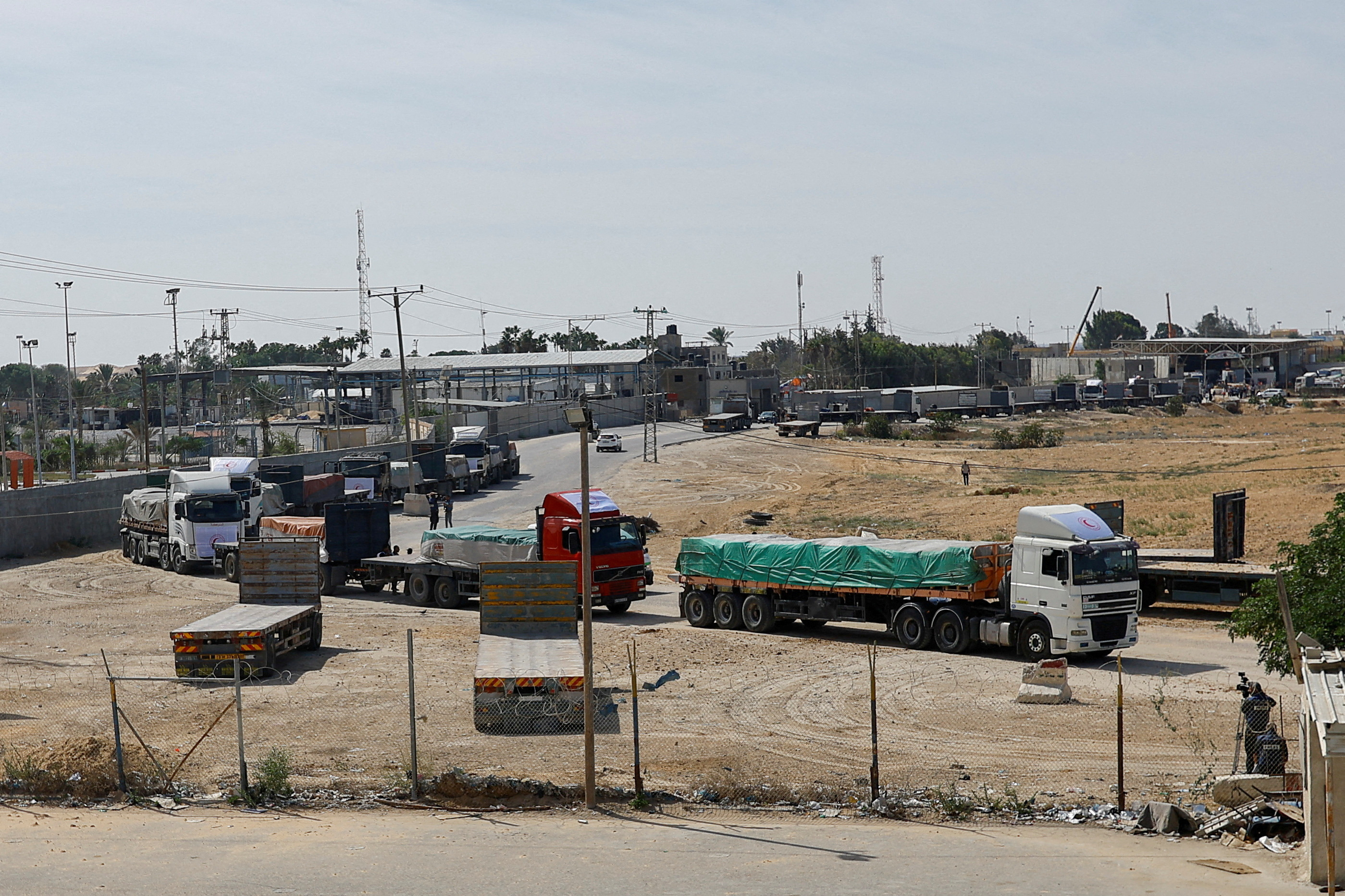 FILE PHOTO: Trucks carrying aid arrive in Gaza