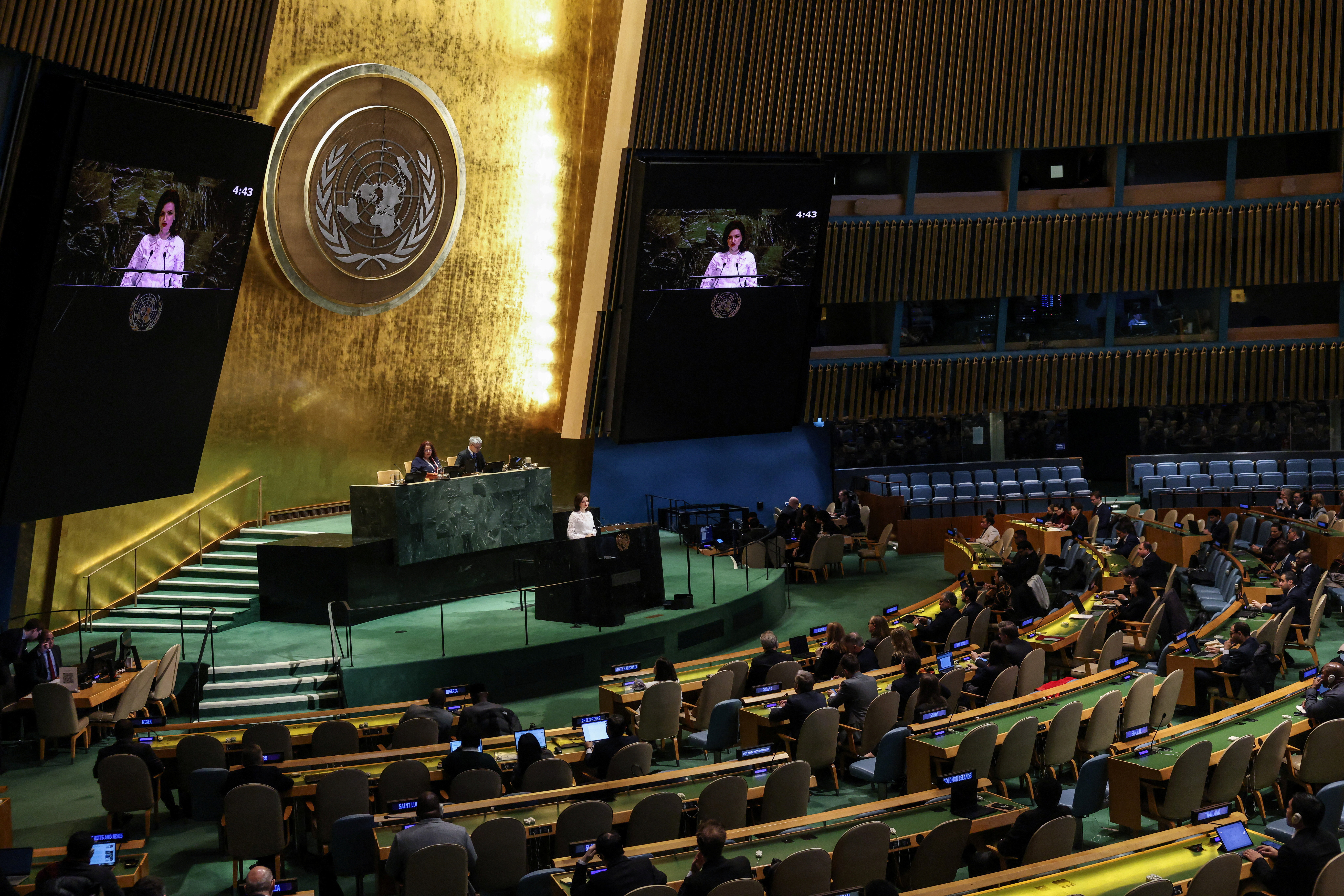 Deputy Foreign Minister of Ukraine Betsa addresses a General Assembly meeting on the 4th anniversary of Russia's invasion of Ukraine at the United Nations headquarters in New York City