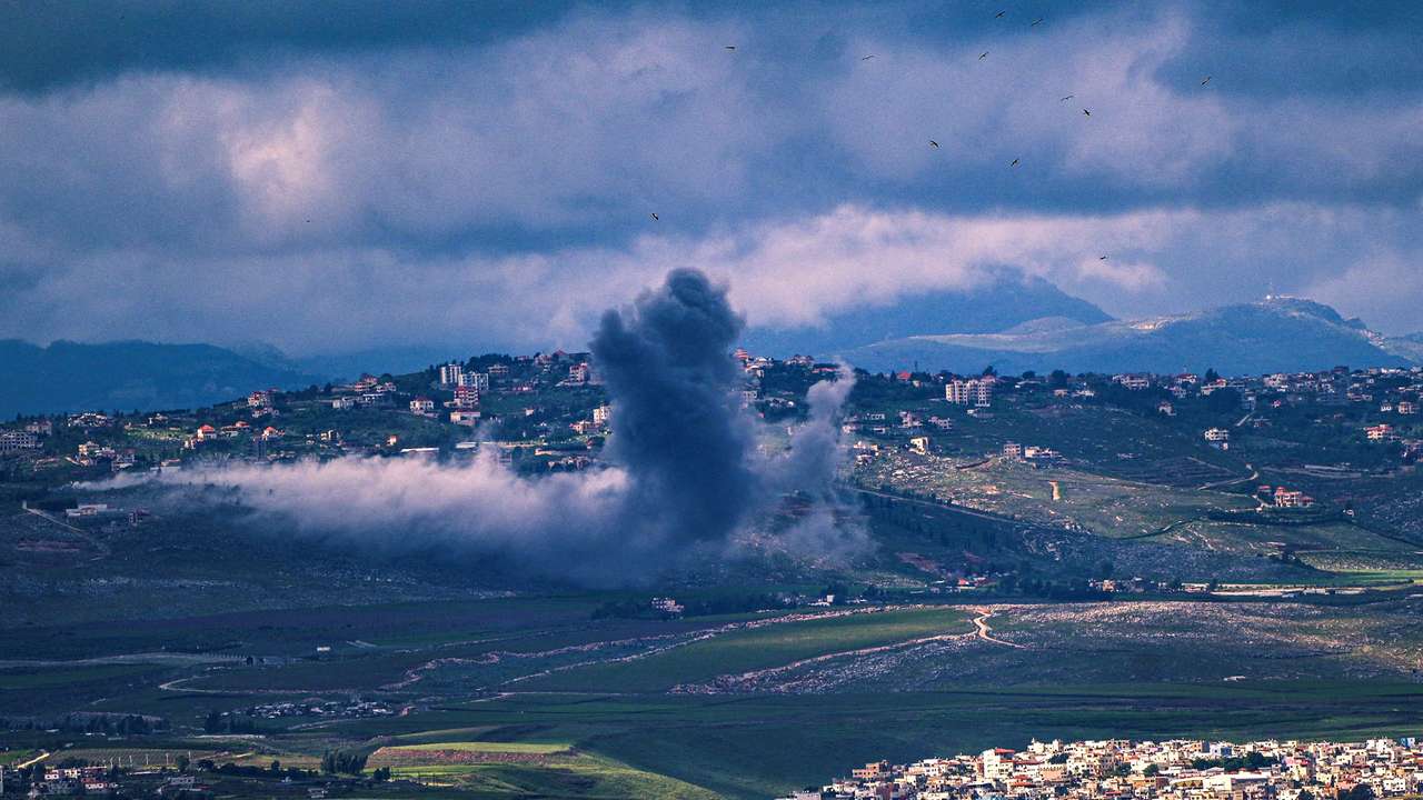 Smoke rises on the Lebanese side of the border between Israel and Lebanon after an Israeli strike, as seen from northern Israel
