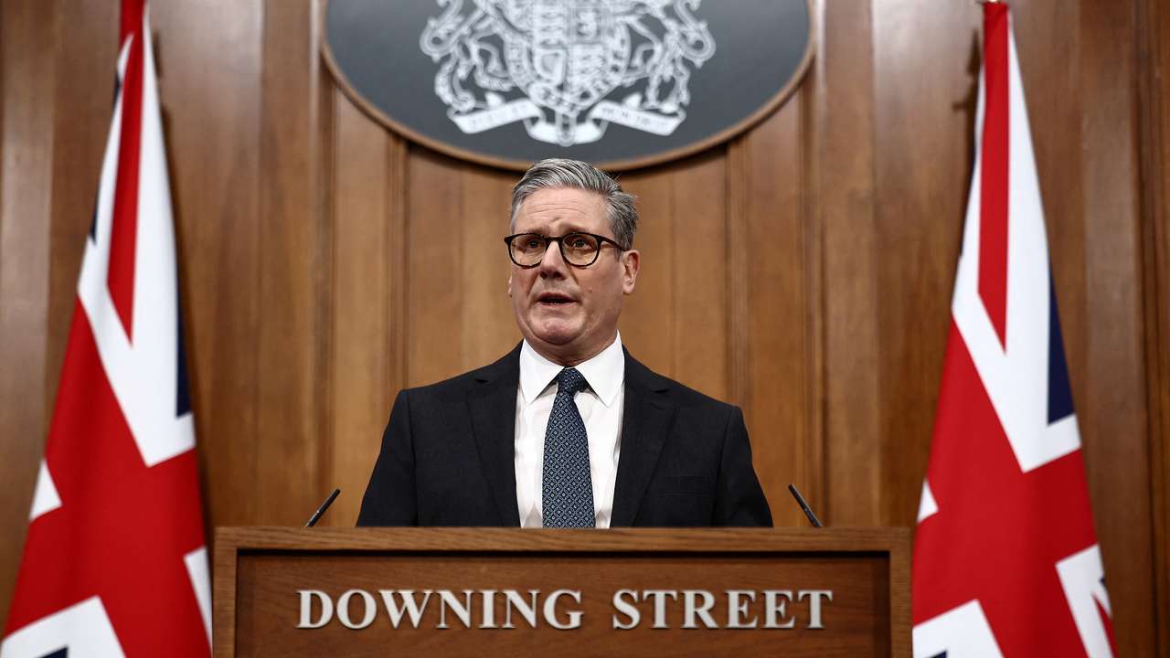 Britain's Prime Minister Keir Starmer's press conference at the Downing Street Briefing Room in central London