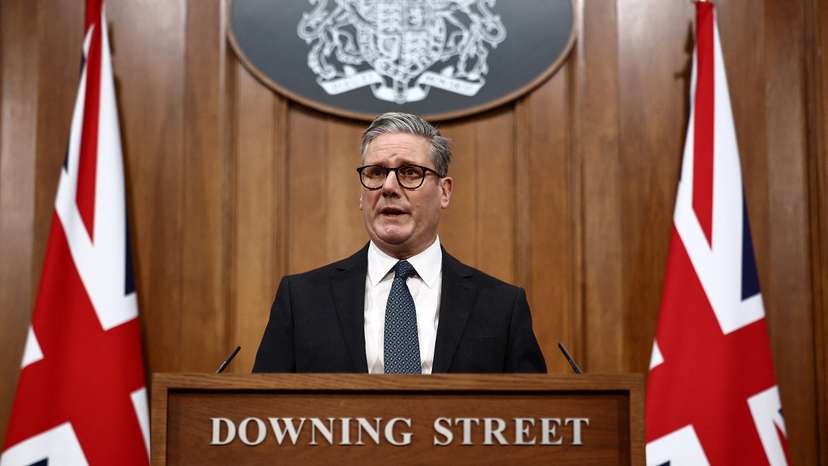 Britain's Prime Minister Keir Starmer's press conference at the Downing Street Briefing Room in central London