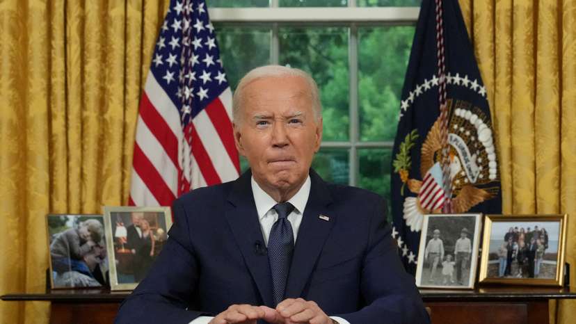 FILE PHOTO: U.S. President Joe Biden addresses the nation from the Oval Office in the White House, in Washington