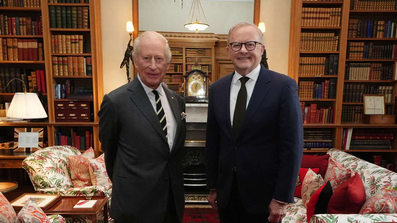 King Charles III during an audience with Australian Prime Minister Anthony Albanese