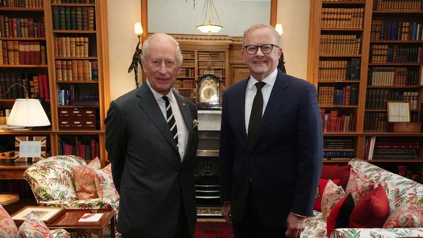 King Charles III during an audience with Australian Prime Minister Anthony Albanese